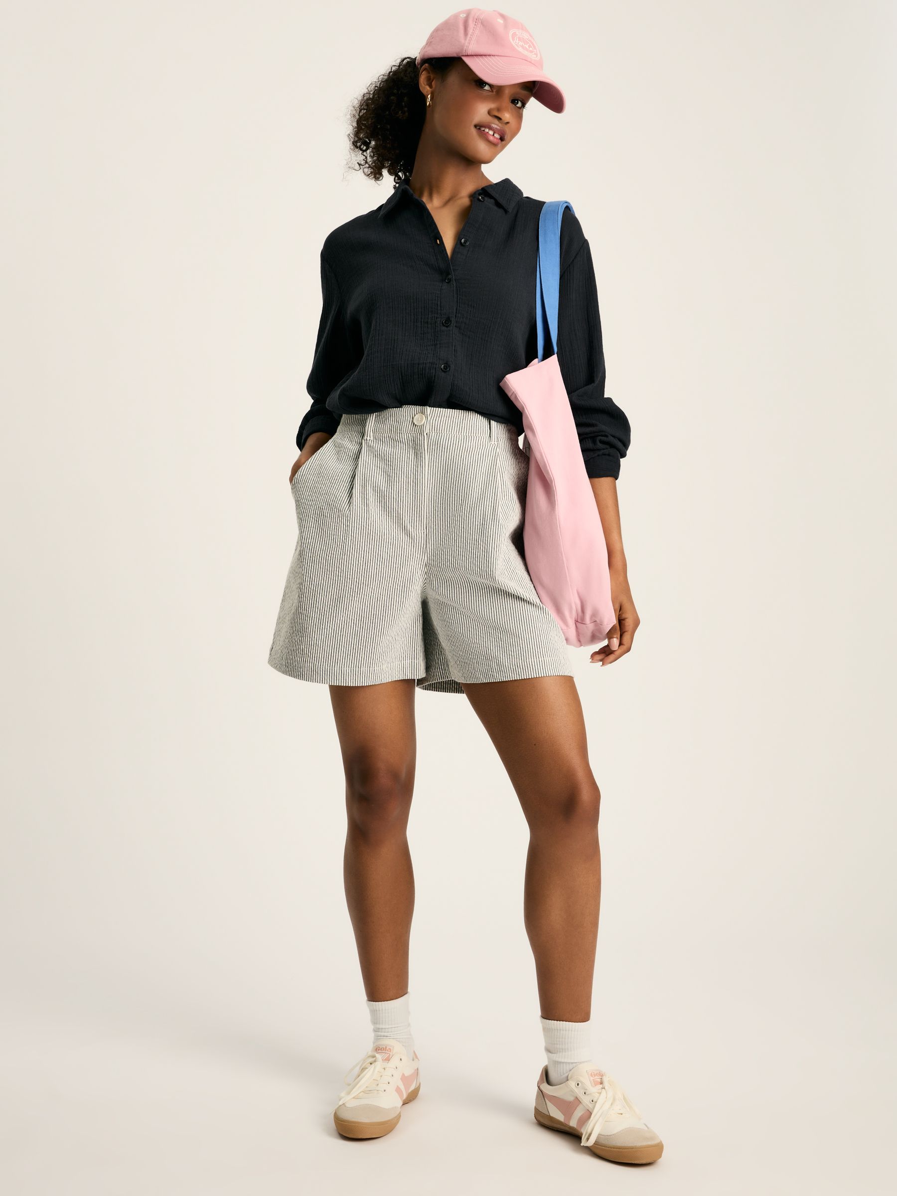 Nell Navy Button Through Cotton Shirt - Image 3 of 7