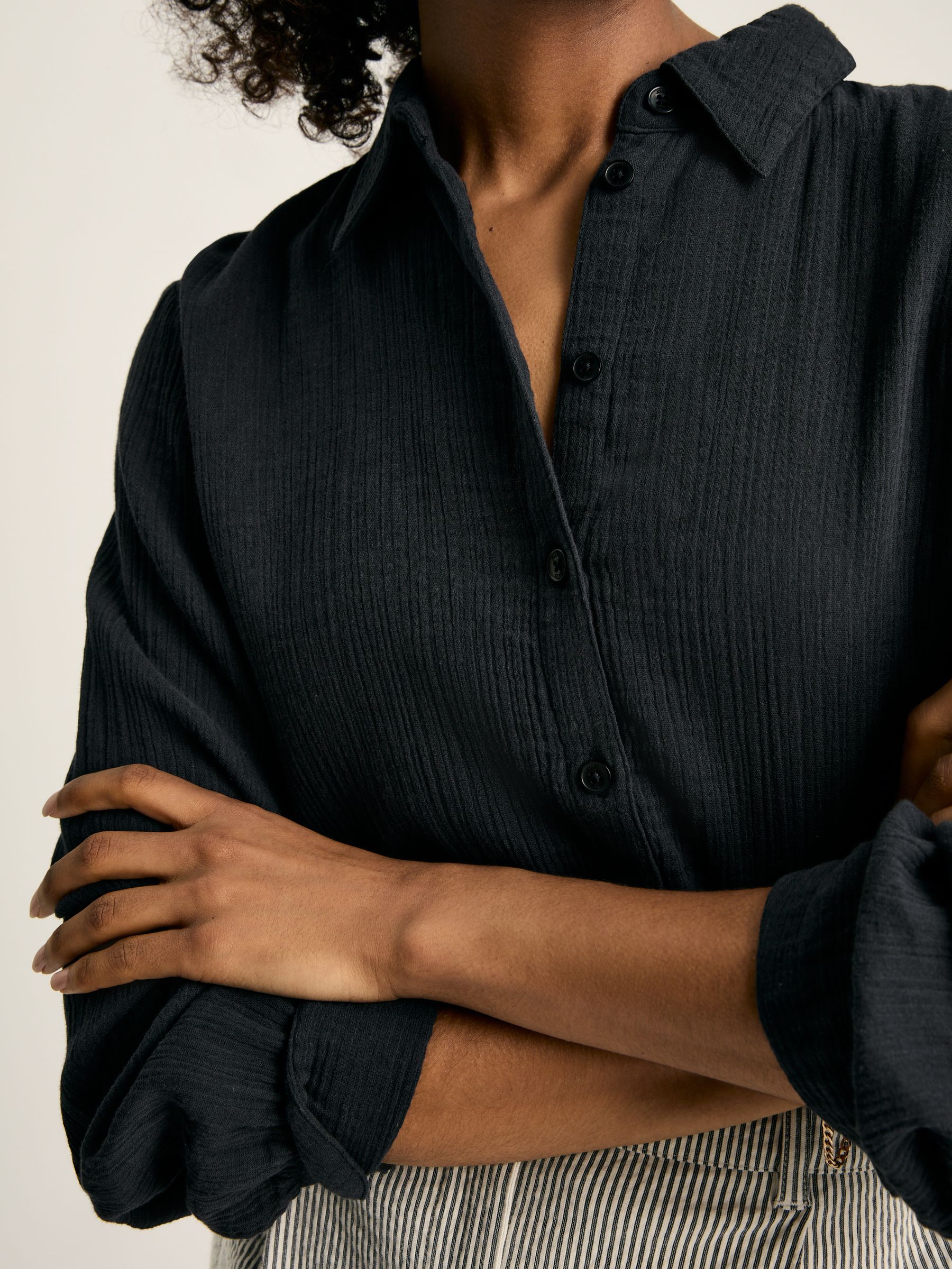 Nell Navy Button Through Cotton Shirt - Image 4 of 7