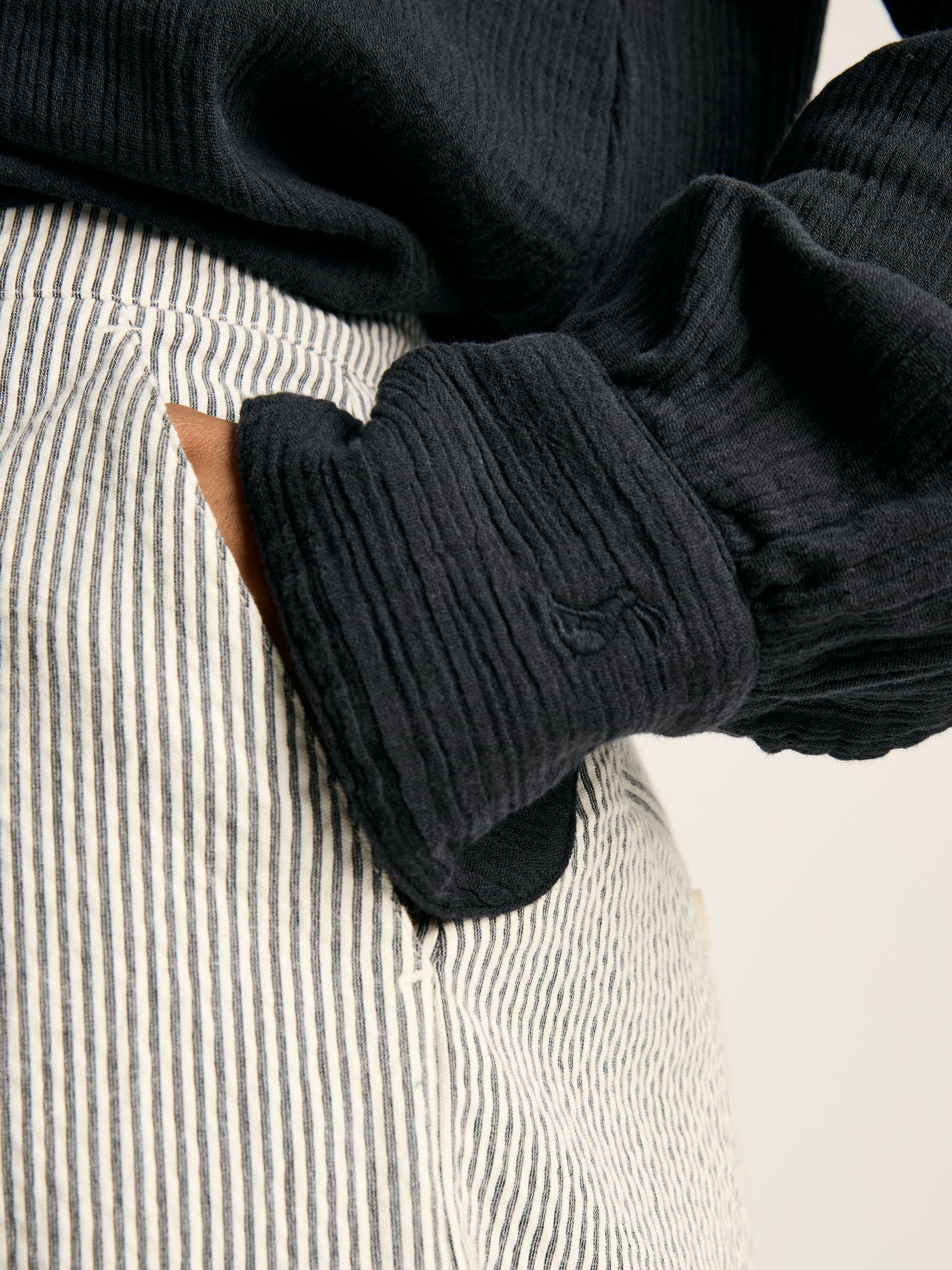 Nell Navy Button Through Cotton Shirt - Image 5 of 7