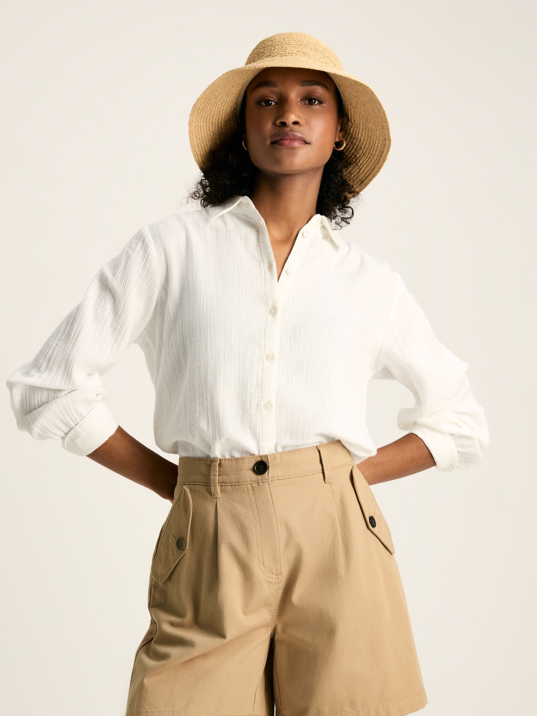 Nell White Button Through Cotton Shirt - Image 1 of 7
