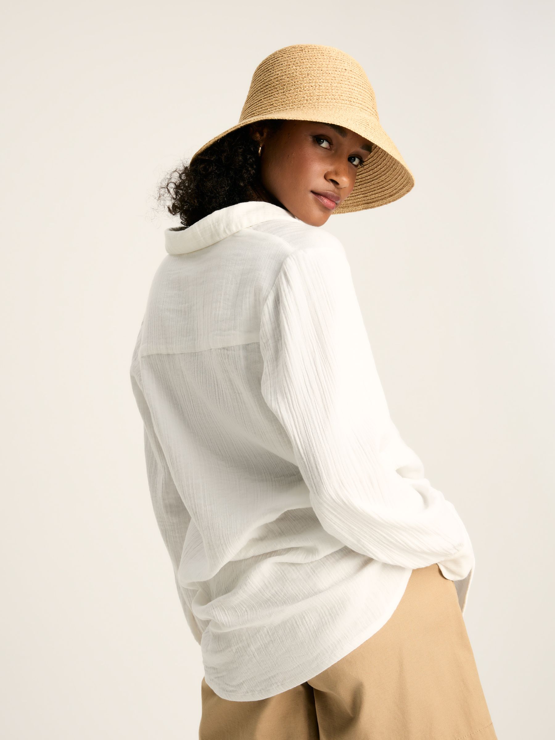 Nell White Button Through Cotton Shirt - Image 3 of 7