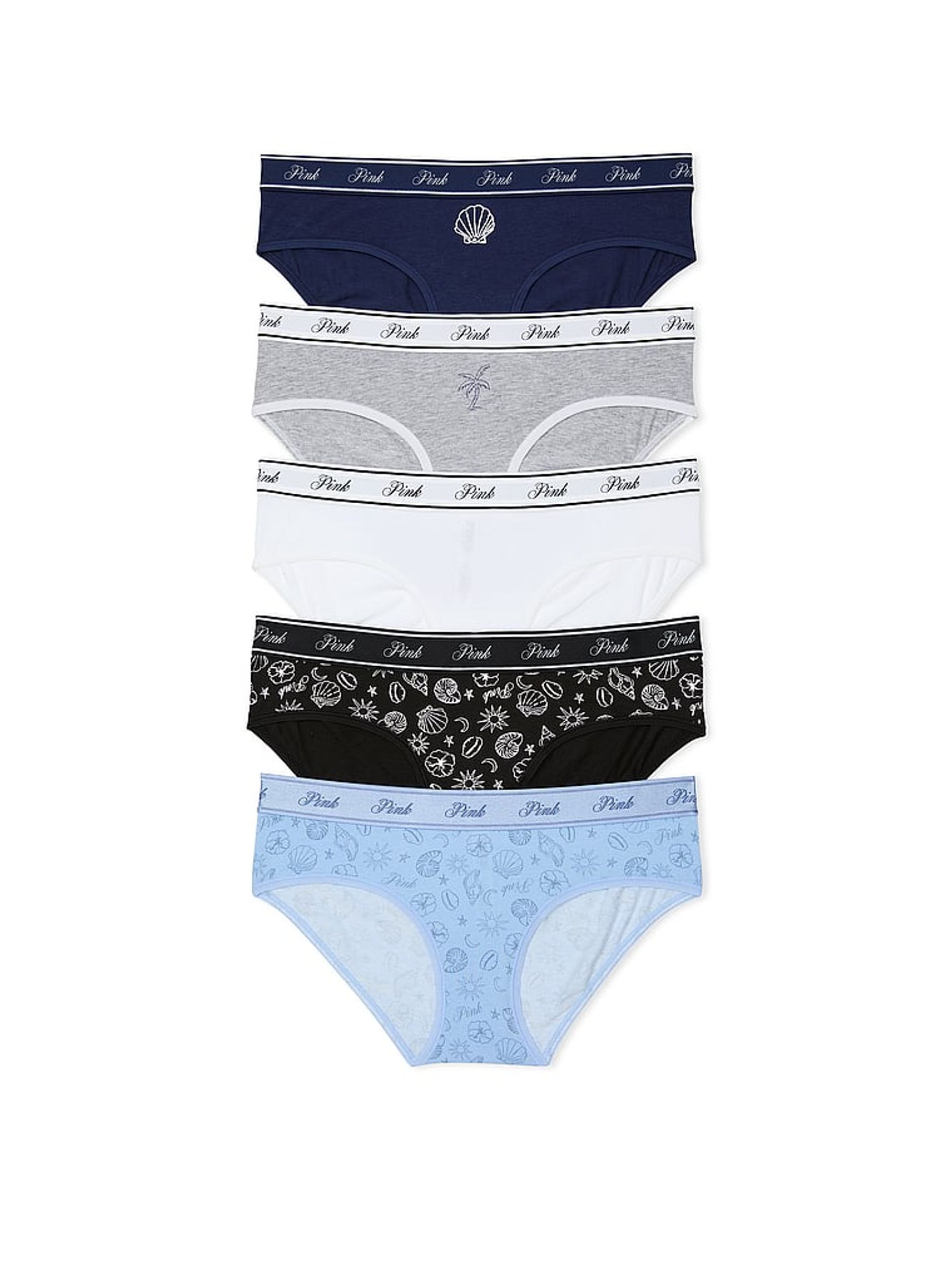 Black/Grey/White/Blue/Navy Blue Hipster 5 Pack Knickers - Image 1 of 3