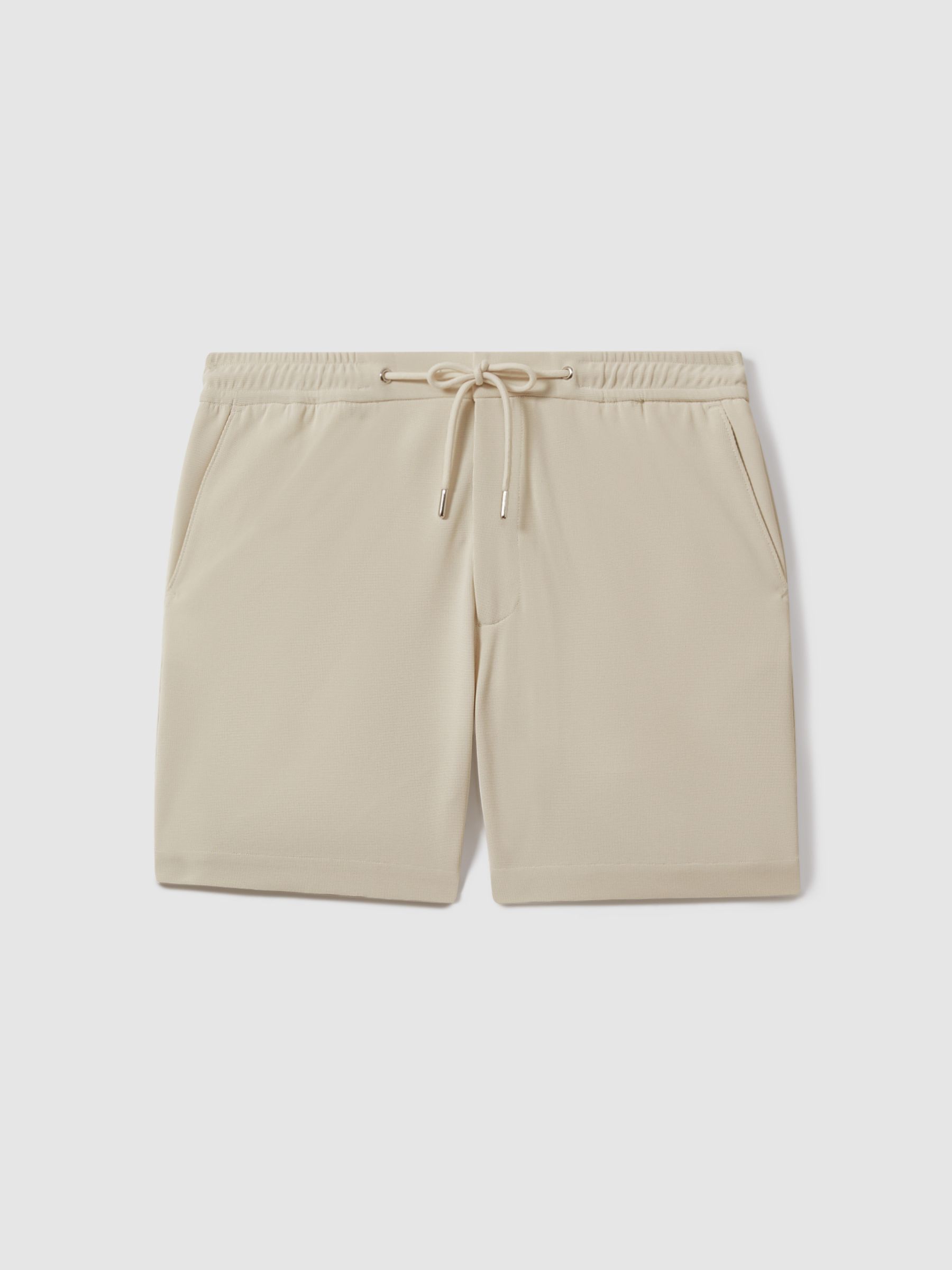 Textured Drawstring Shorts in Stone - Image 2 of 5
