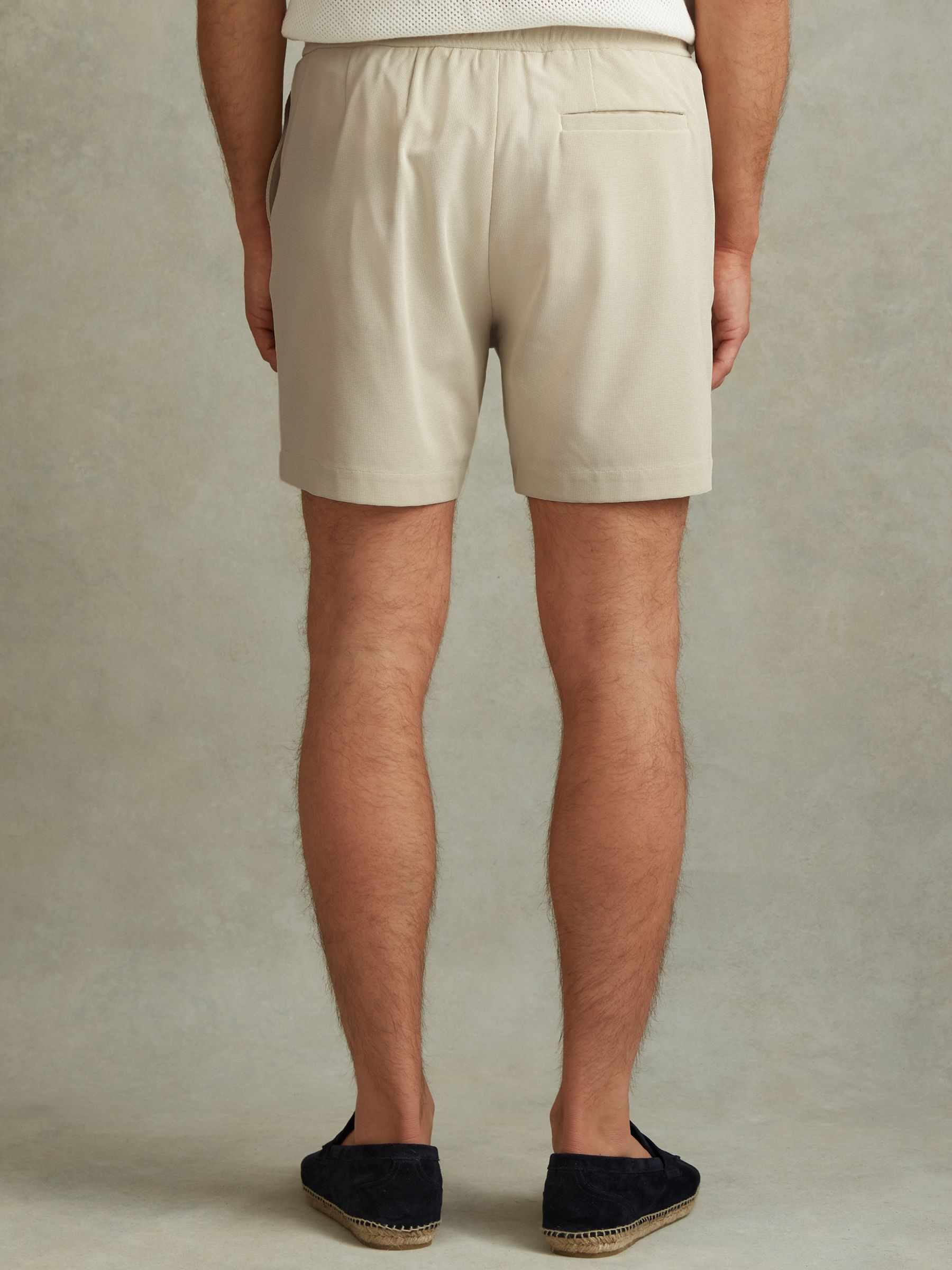 Textured Drawstring Shorts in Stone - Image 4 of 5