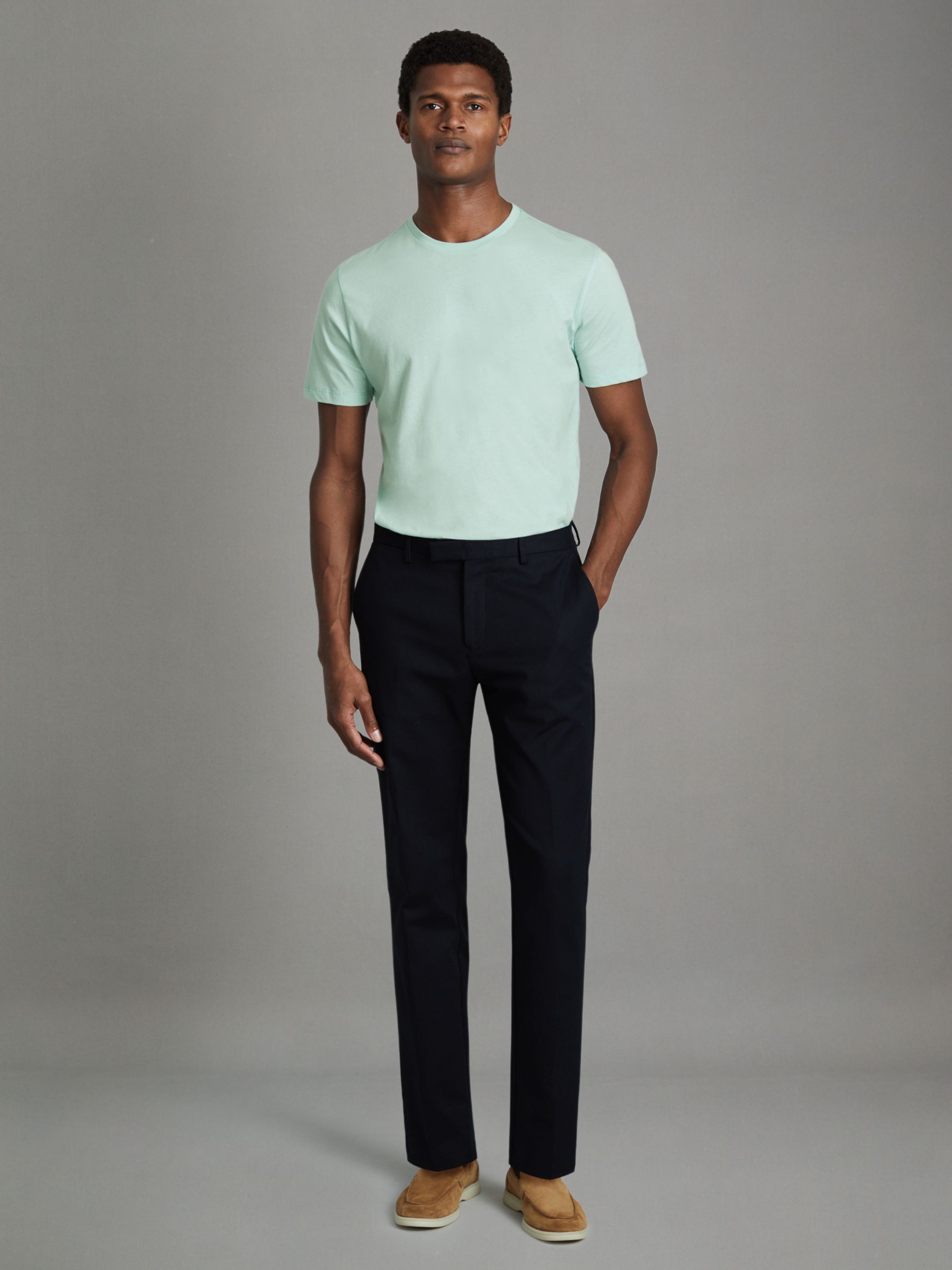 Cotton Crew Neck T-Shirt in Mint - Image 1 of 5