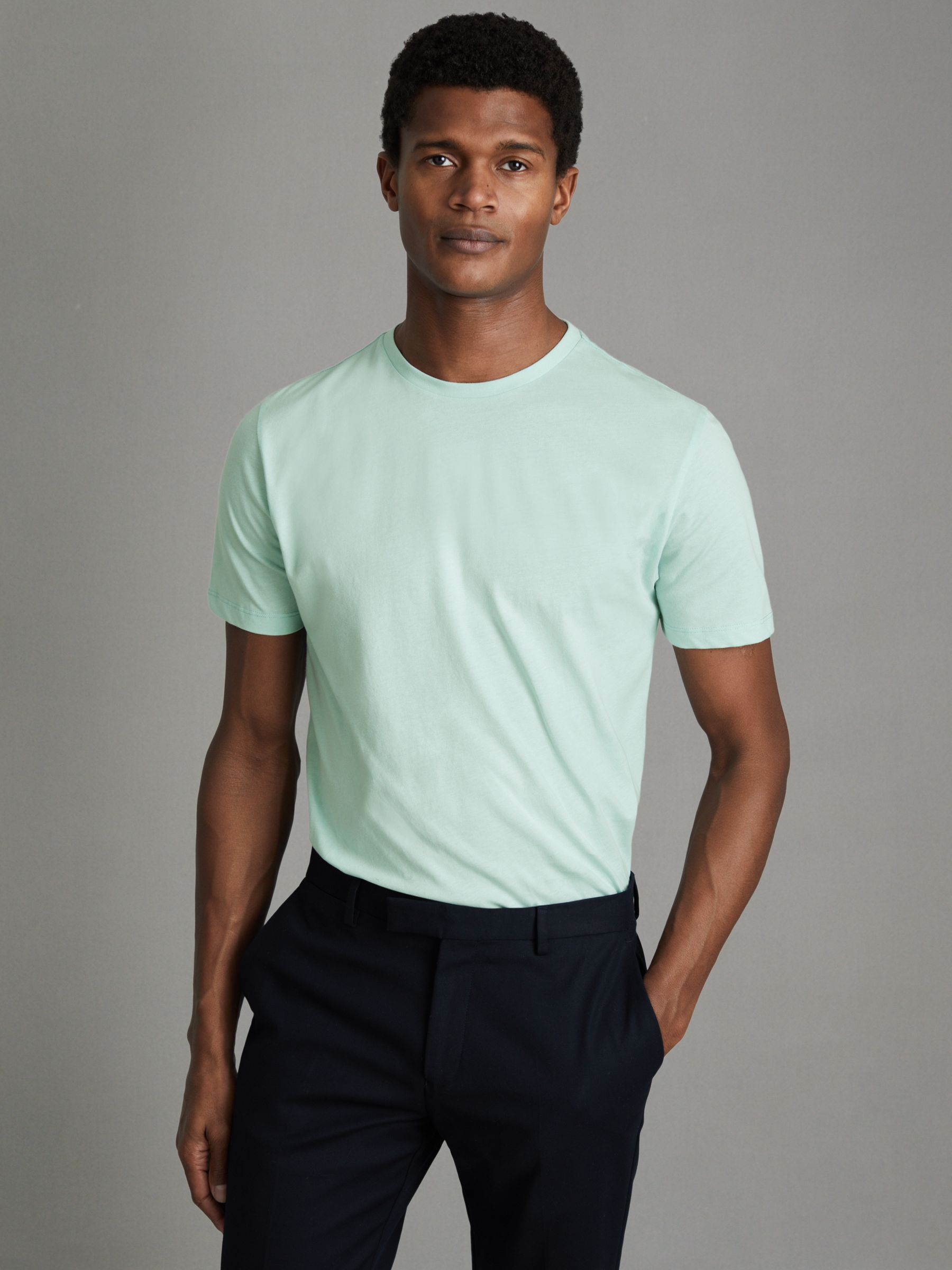 Cotton Crew Neck T-Shirt in Mint - Image 3 of 5