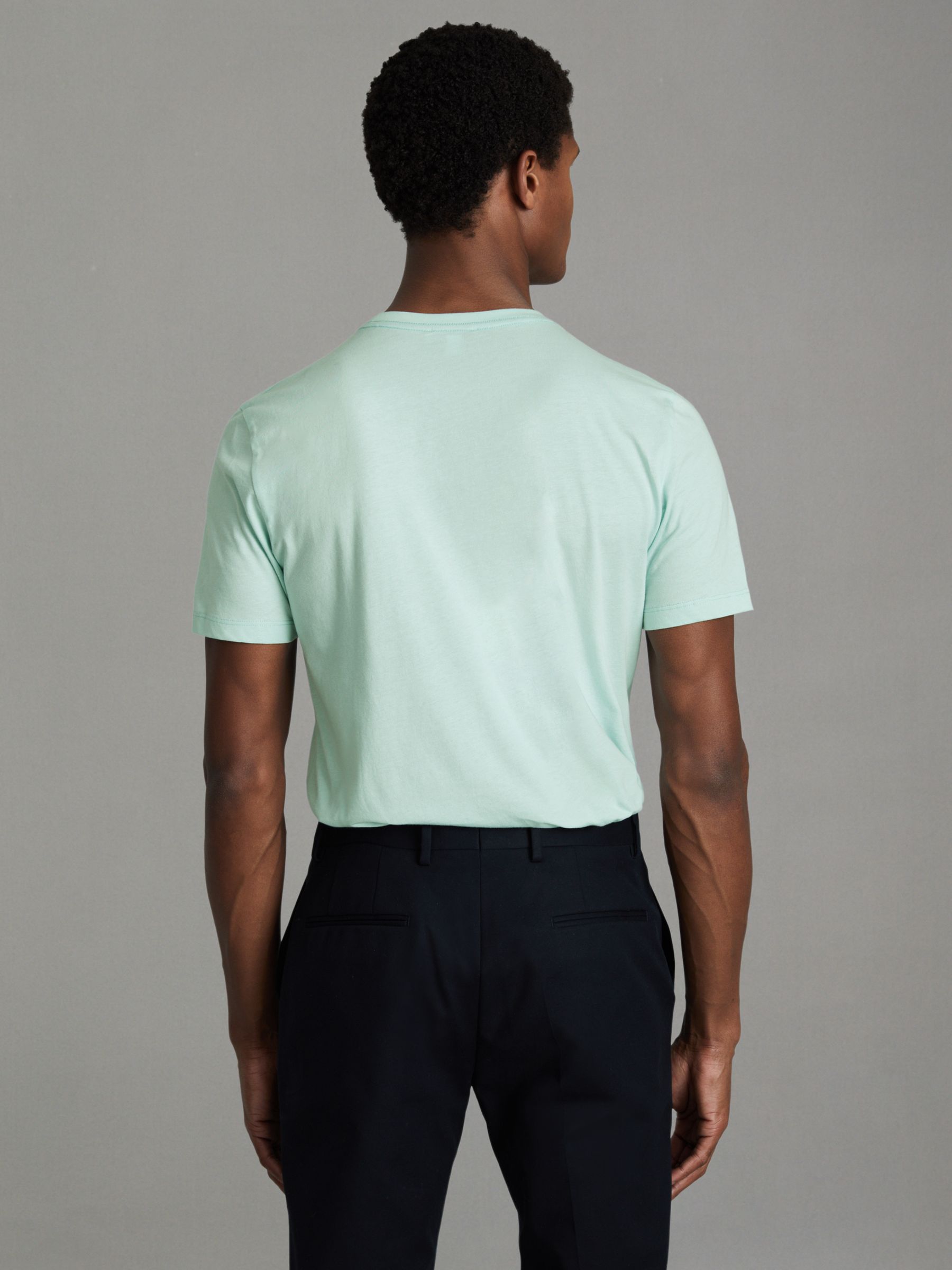 Cotton Crew Neck T-Shirt in Mint - Image 5 of 5