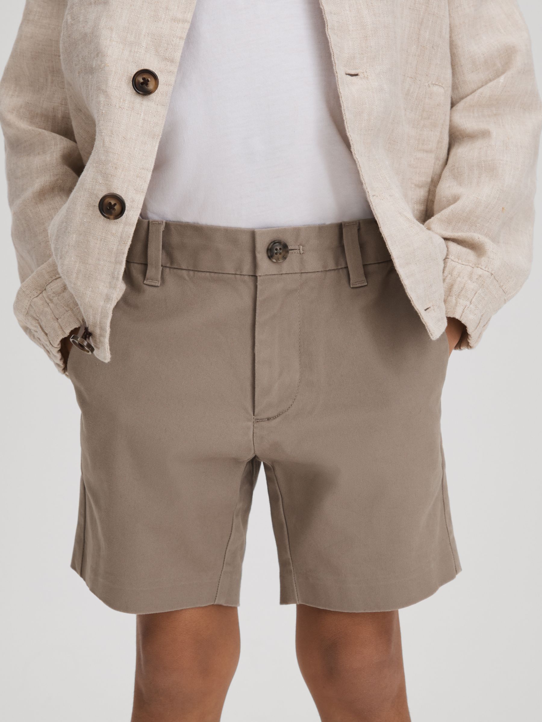 9-13 yrs Casual Chino Shorts in Mushroom Brown - Image 3 of 4