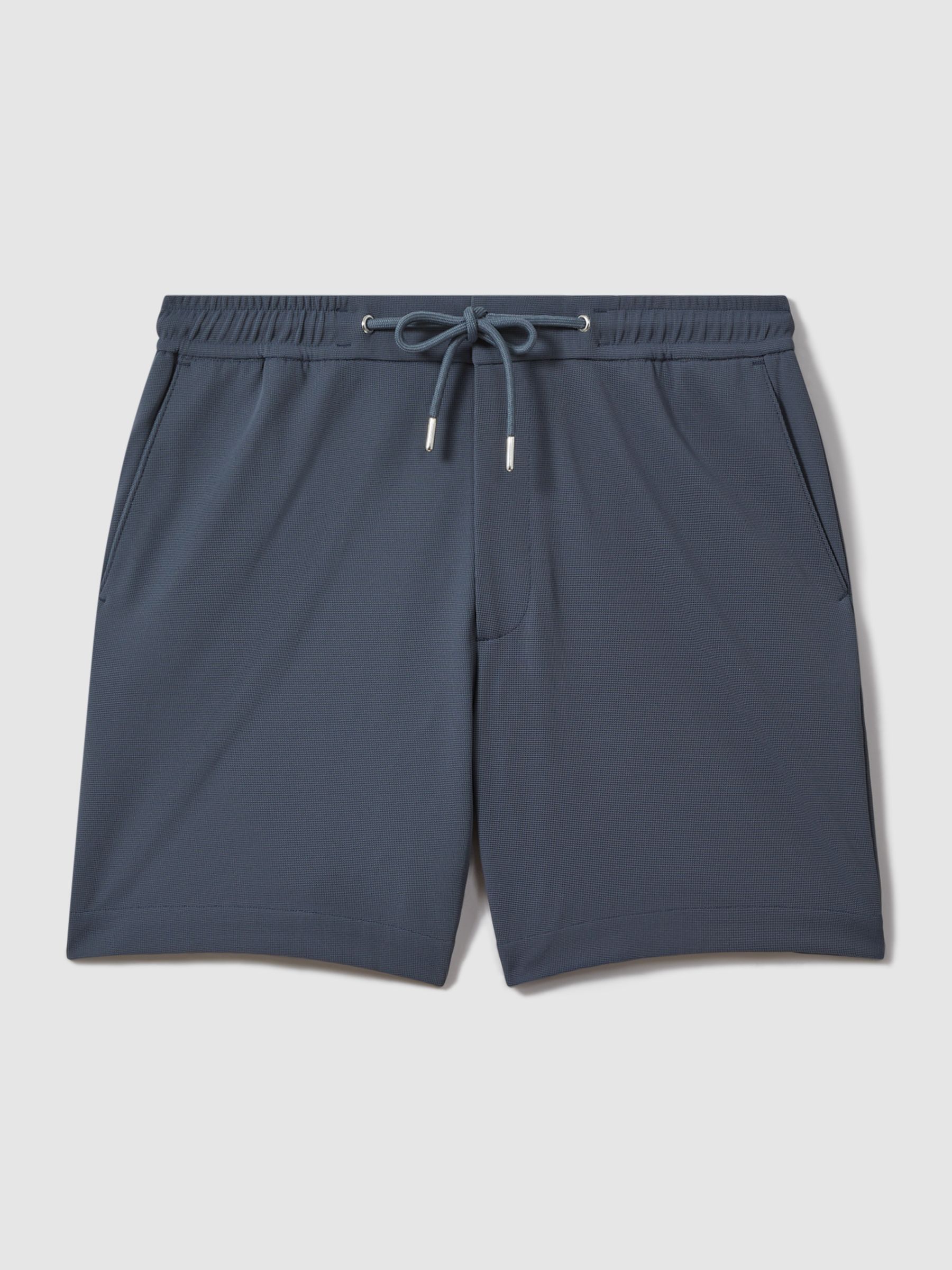 Textured Drawstring Shorts in Airforce Blue - Image 2 of 6