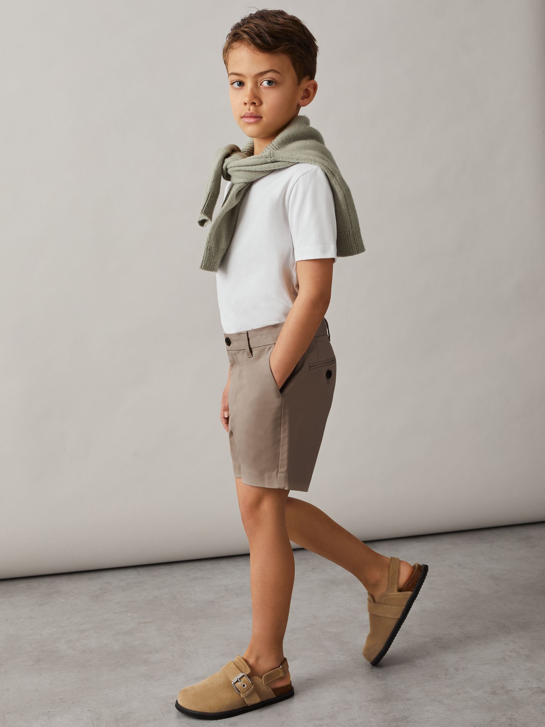 3-9 yrs Casual Chino Shorts in Mushroom Brown - Image 1 of 5
