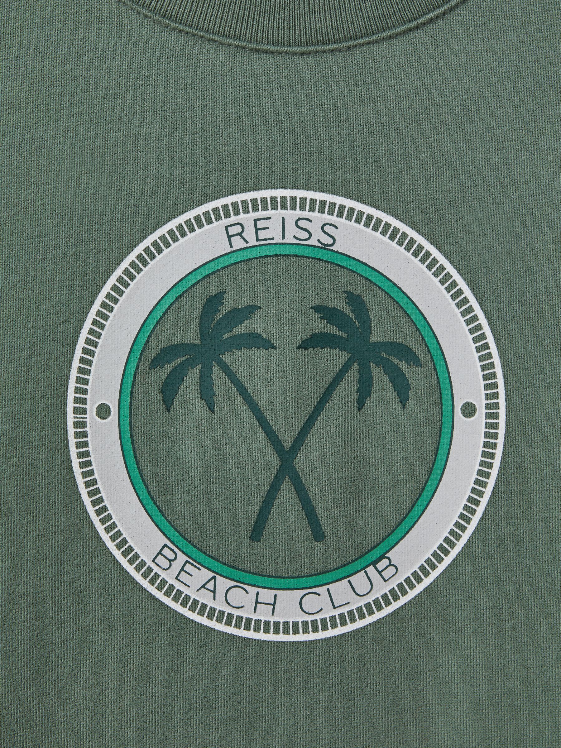 9-13 yrs Cotton Motif Crew Neck Sweatshirt in Dark Sage - Image 3 of 3