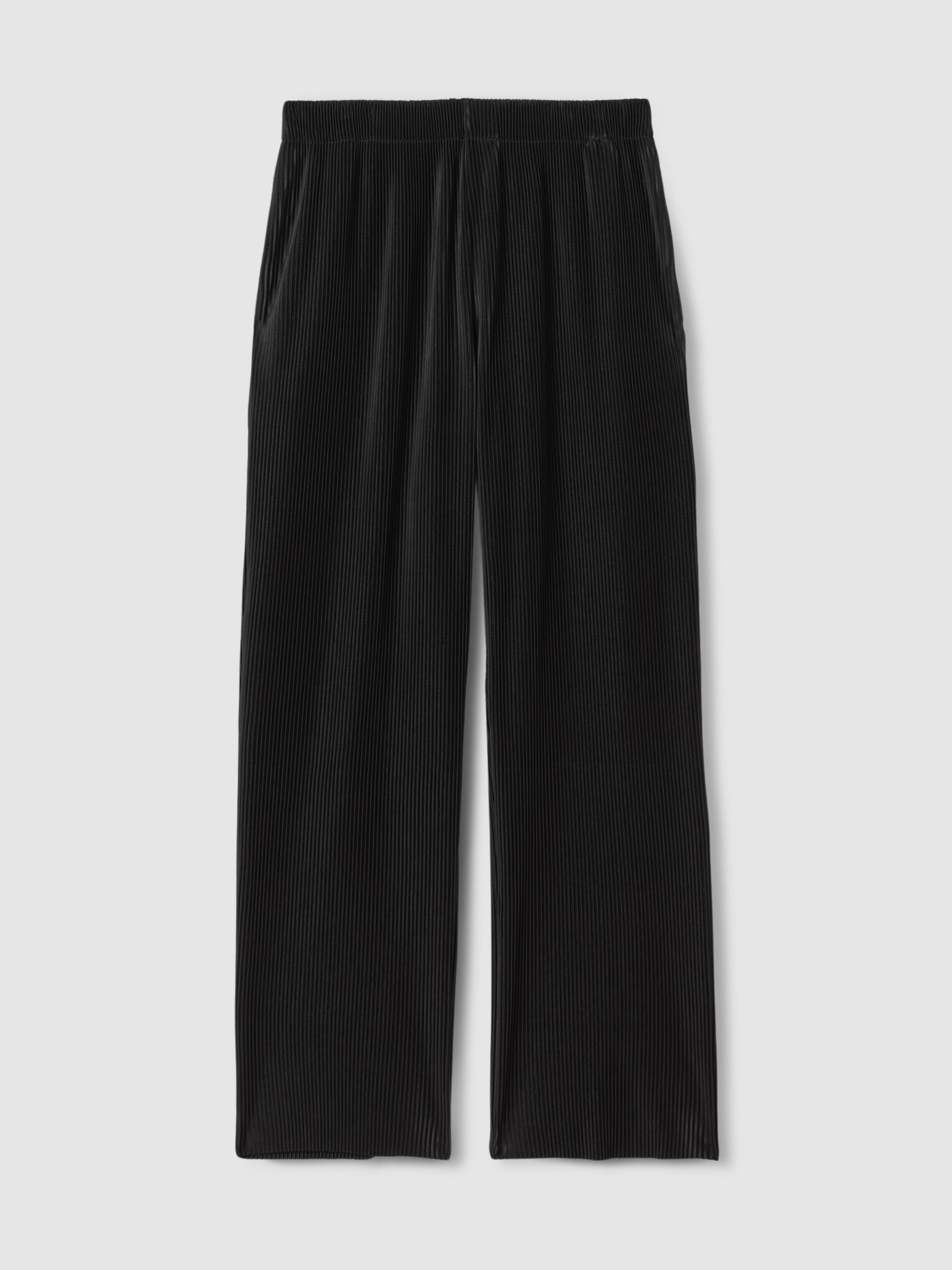 Elasticated Plisse Trousers in Black - Image 2 of 5