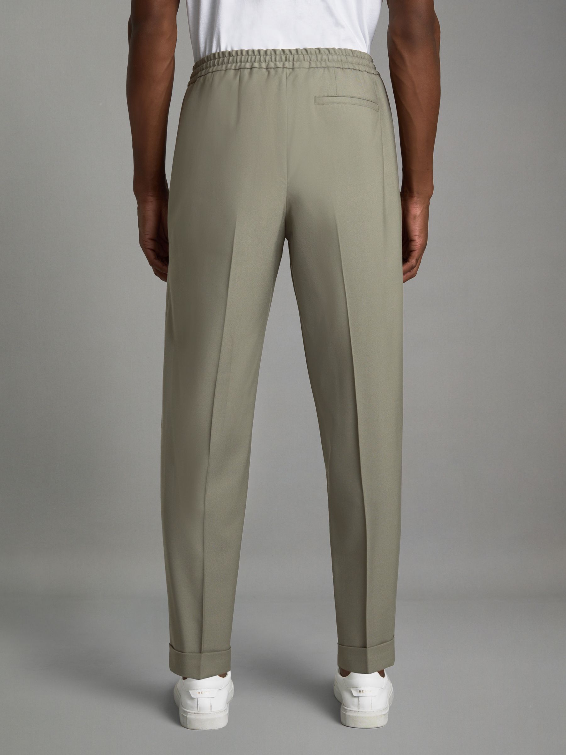 Brighton Sage Relaxed Drawstring Trousers with Turn-Ups - Image 5 of 6