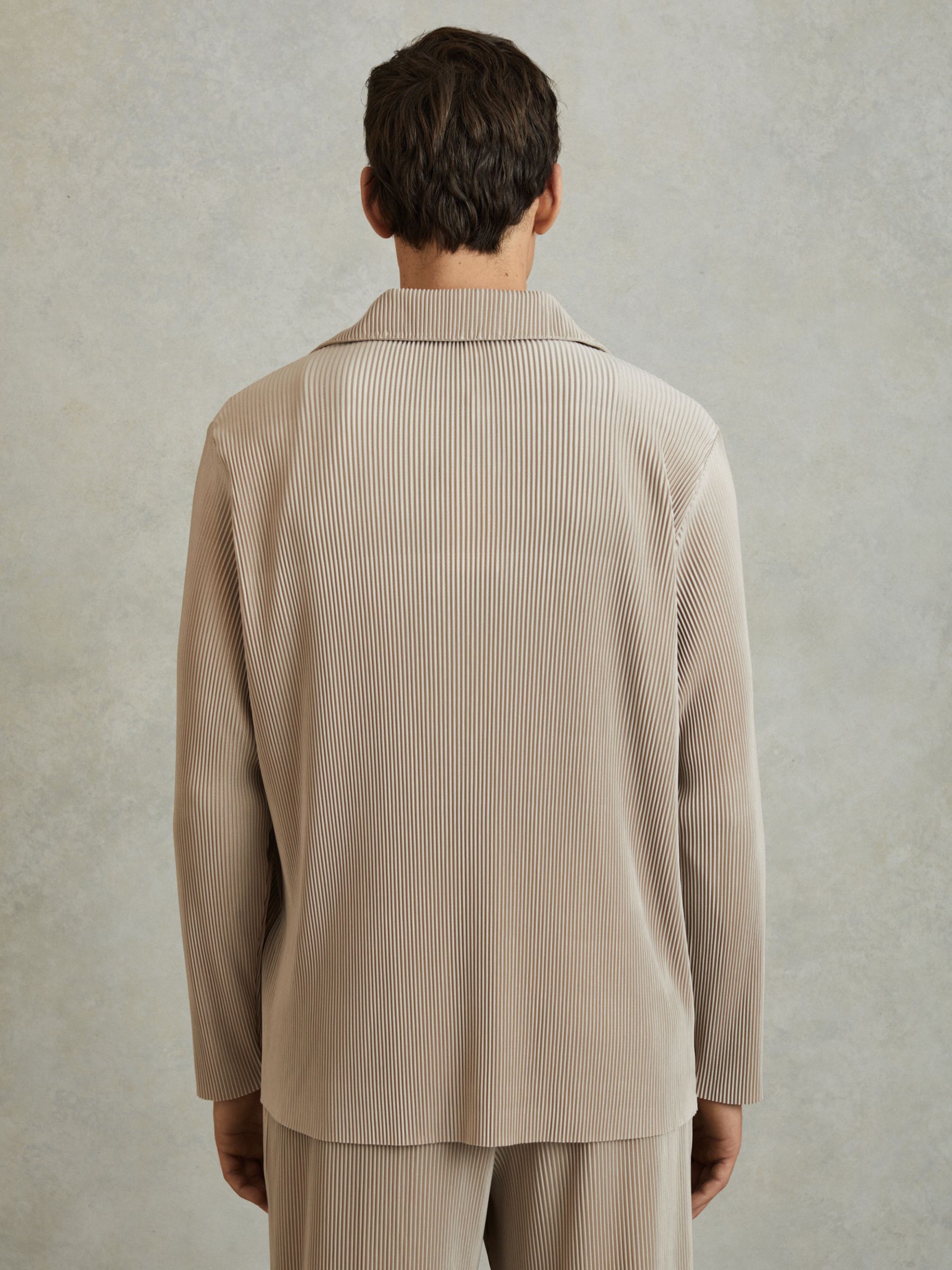 Plisse Cuban Collar Shirt in Champagne - Image 4 of 5