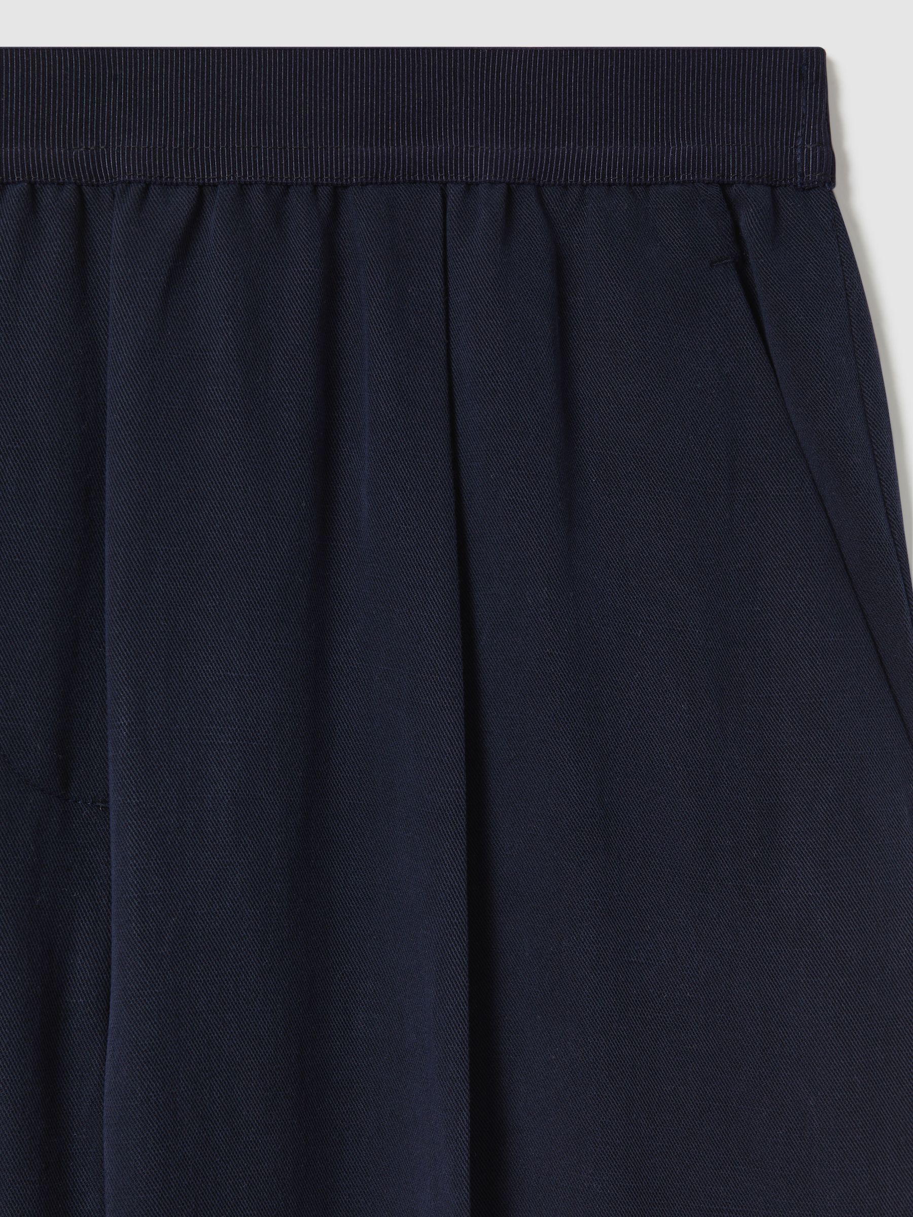 Lyocell-Linen Wide Leg Trousers in Navy - Image 6 of 6