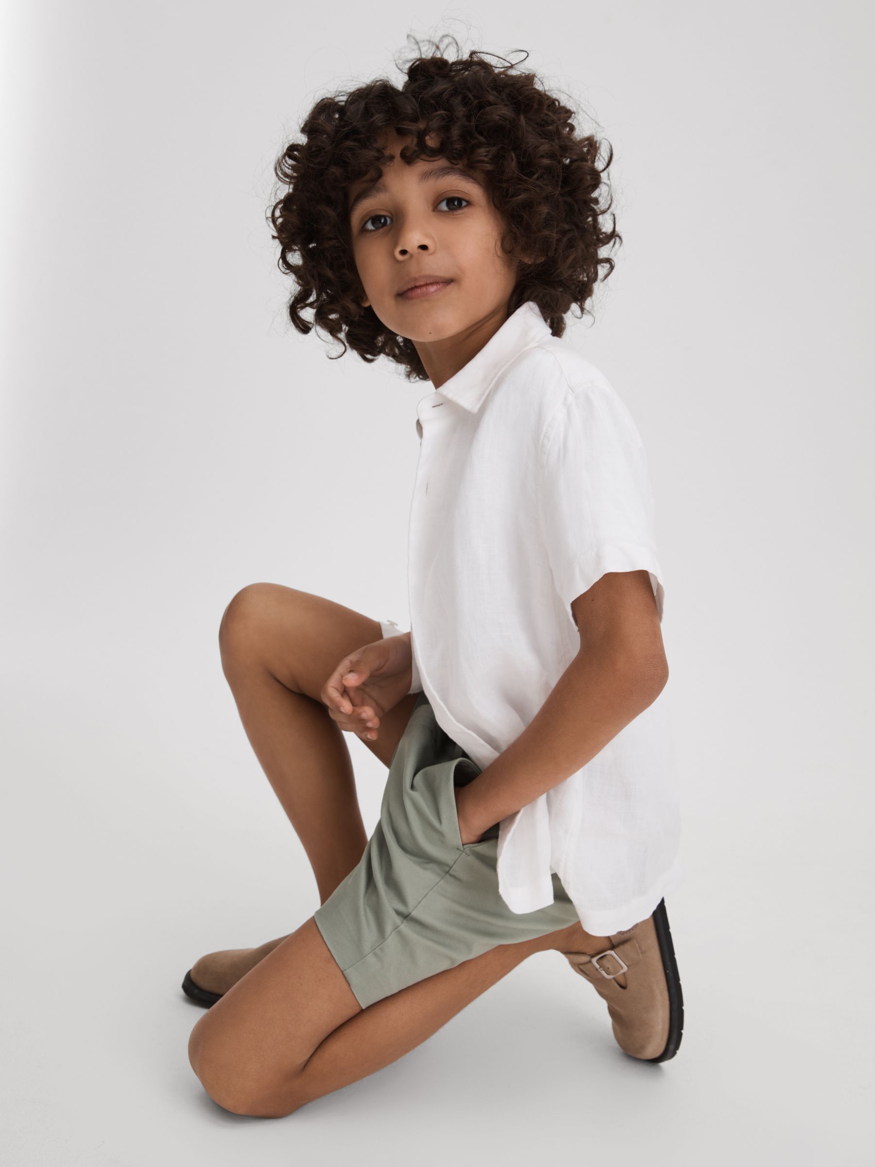9-13 yrs Casual Chino Shorts in Pistachio - Image 3 of 4