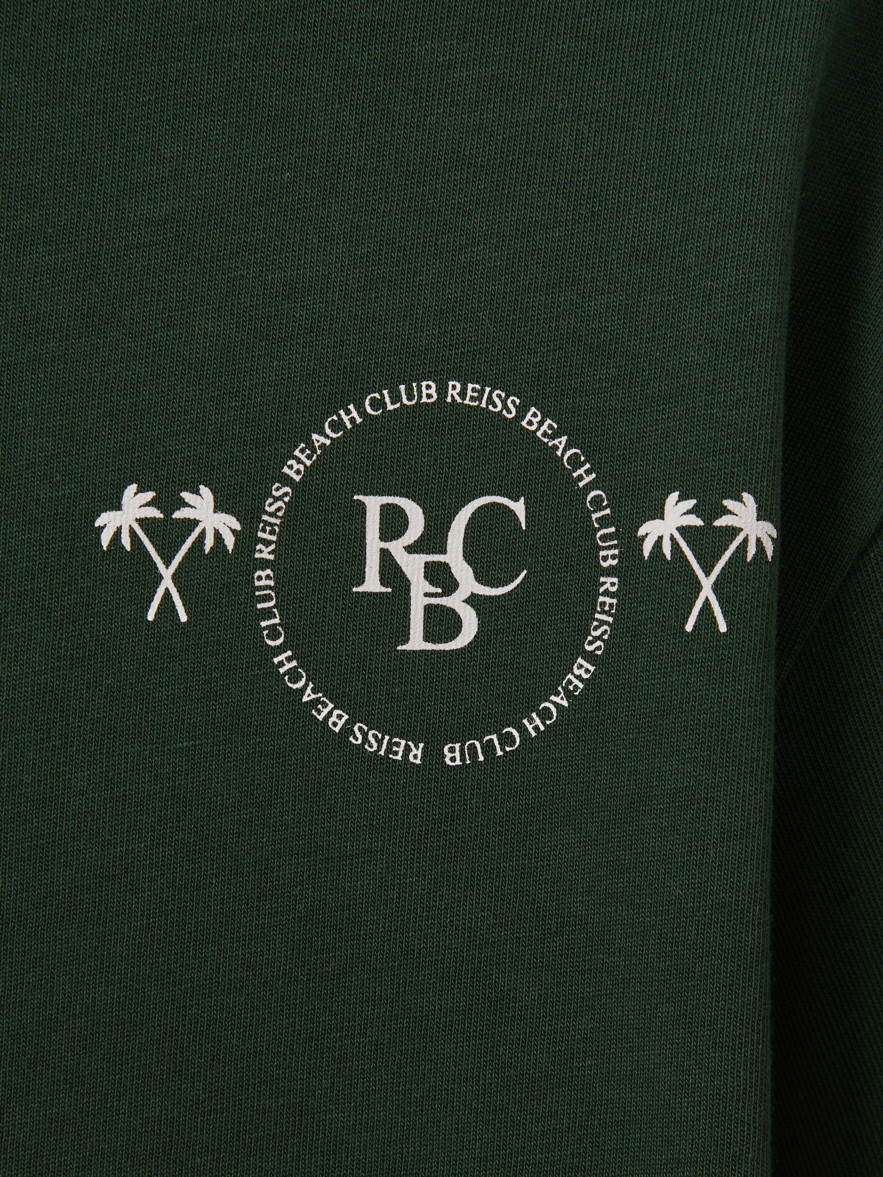 Cotton Crew Neck Motif T-Shirt in Dark Green - Image 4 of 4