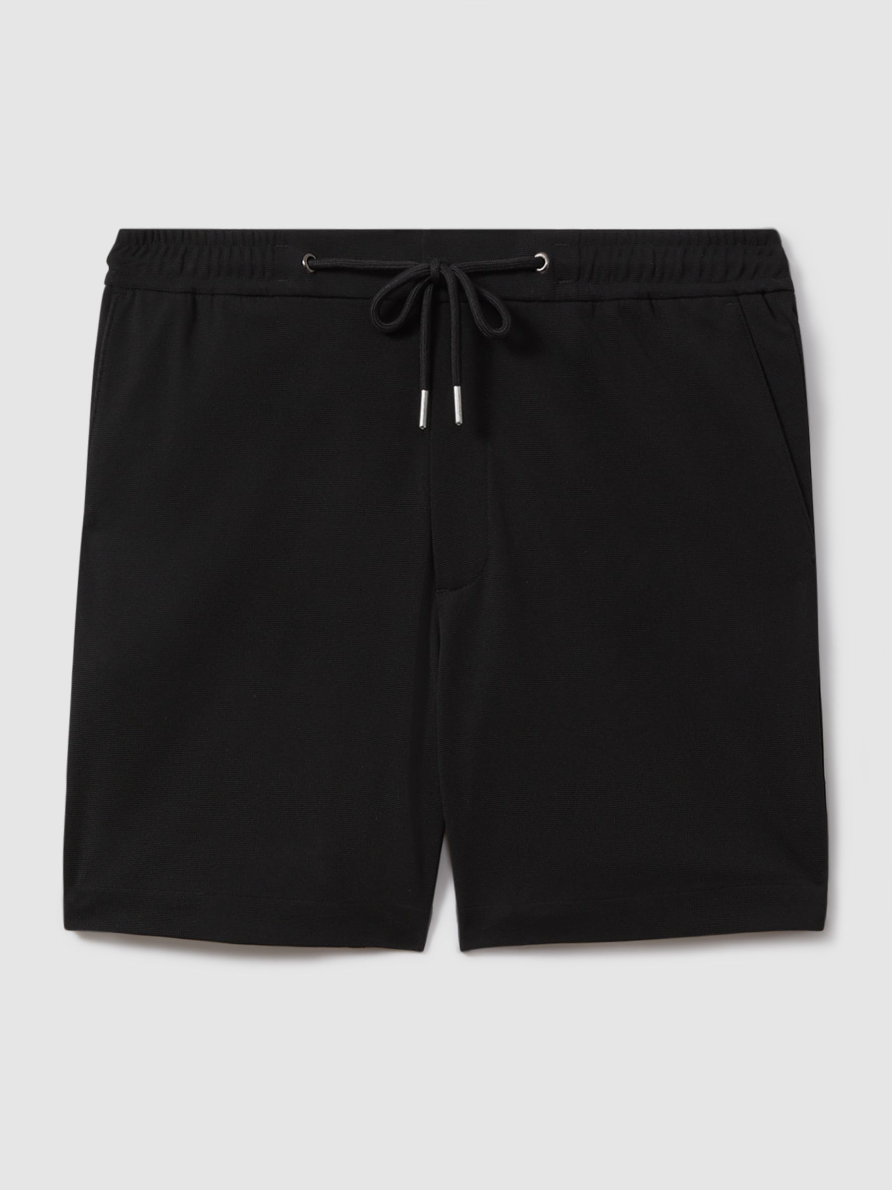 Textured Drawstring Shorts in Black - Image 2 of 6