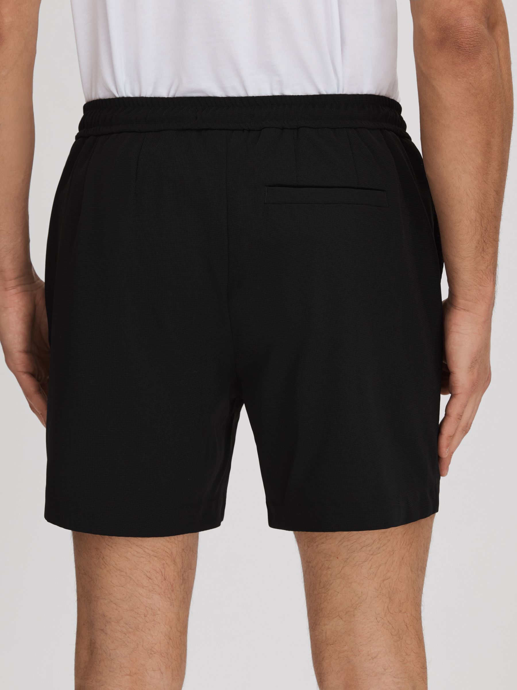 Textured Drawstring Shorts in Black - Image 5 of 6