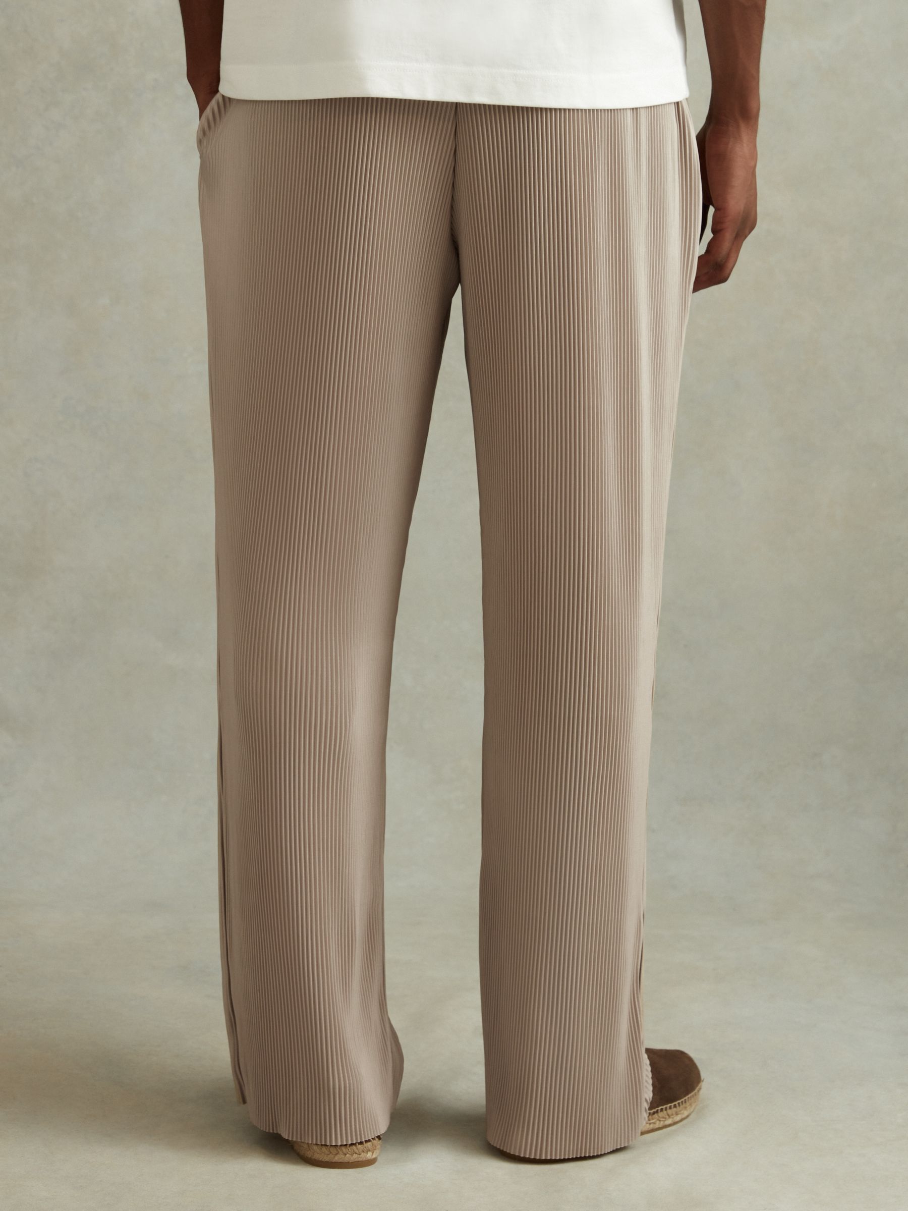 Elasticated Plisse Trousers in Champagne - Image 4 of 6