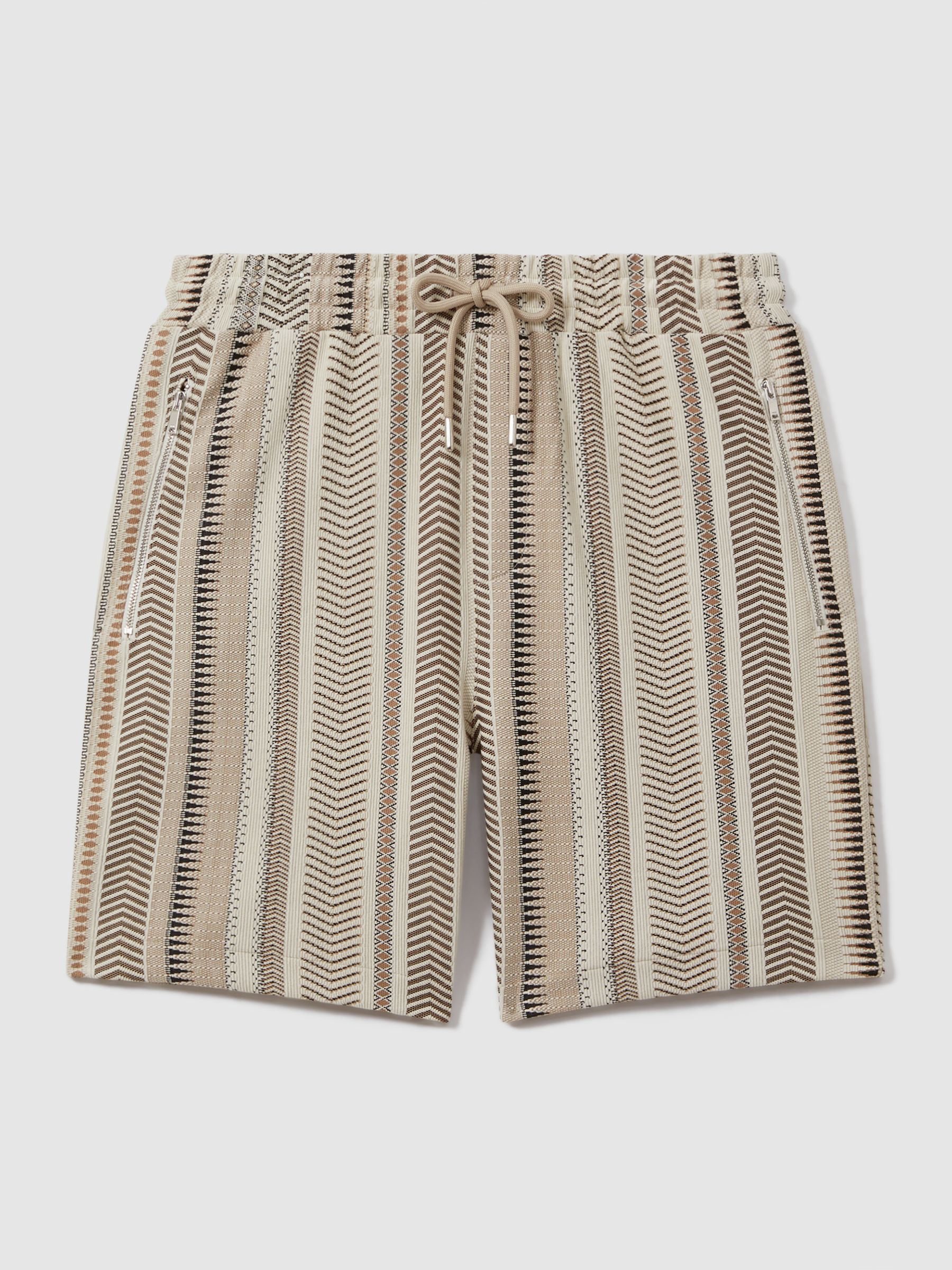 Jacquard Drawstring Shorts in Ecru Multi - Image 2 of 6