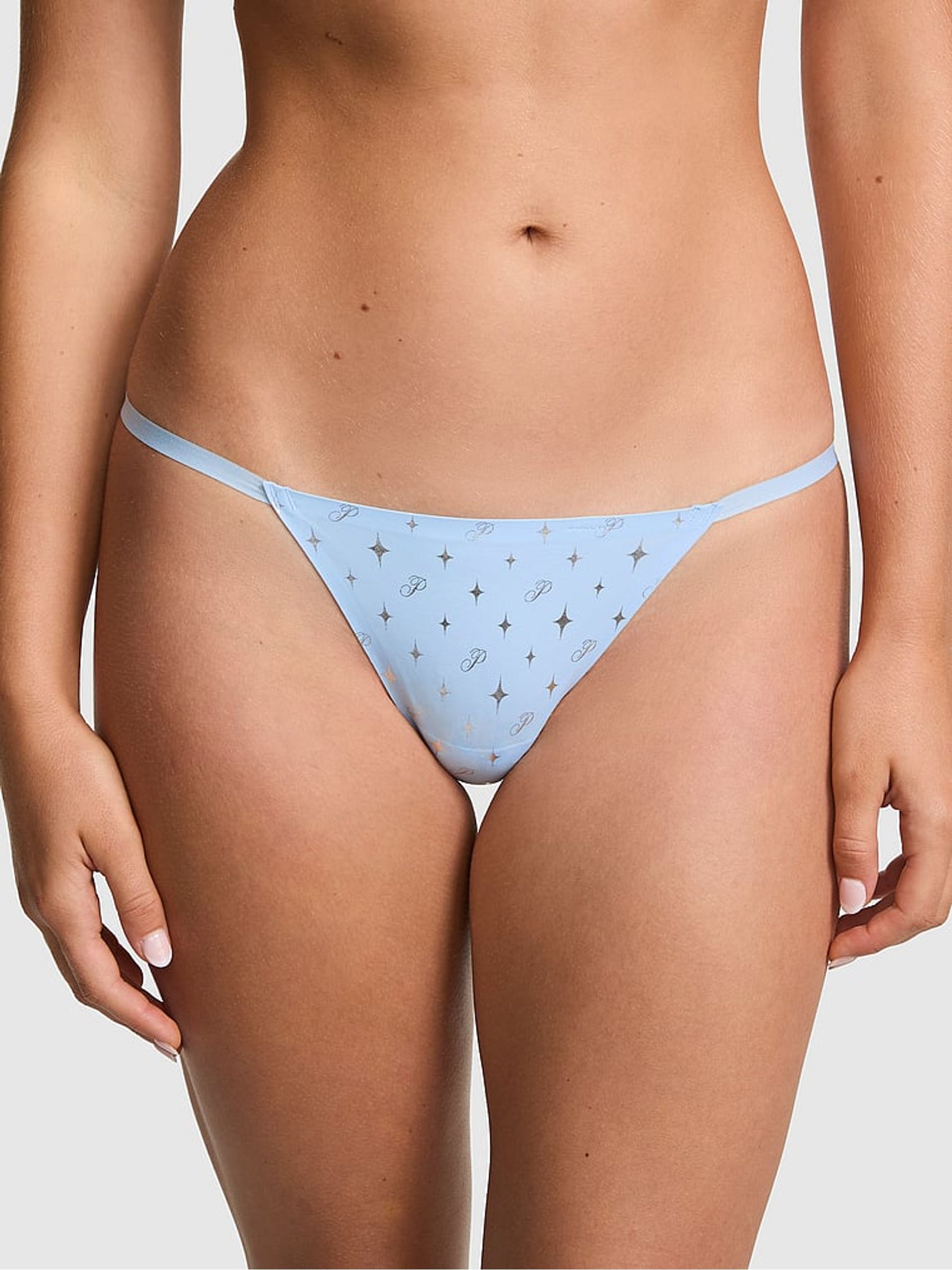 Periwinkle Blue Foil Stars G-String No Show Knickers - Image 1 of 2
