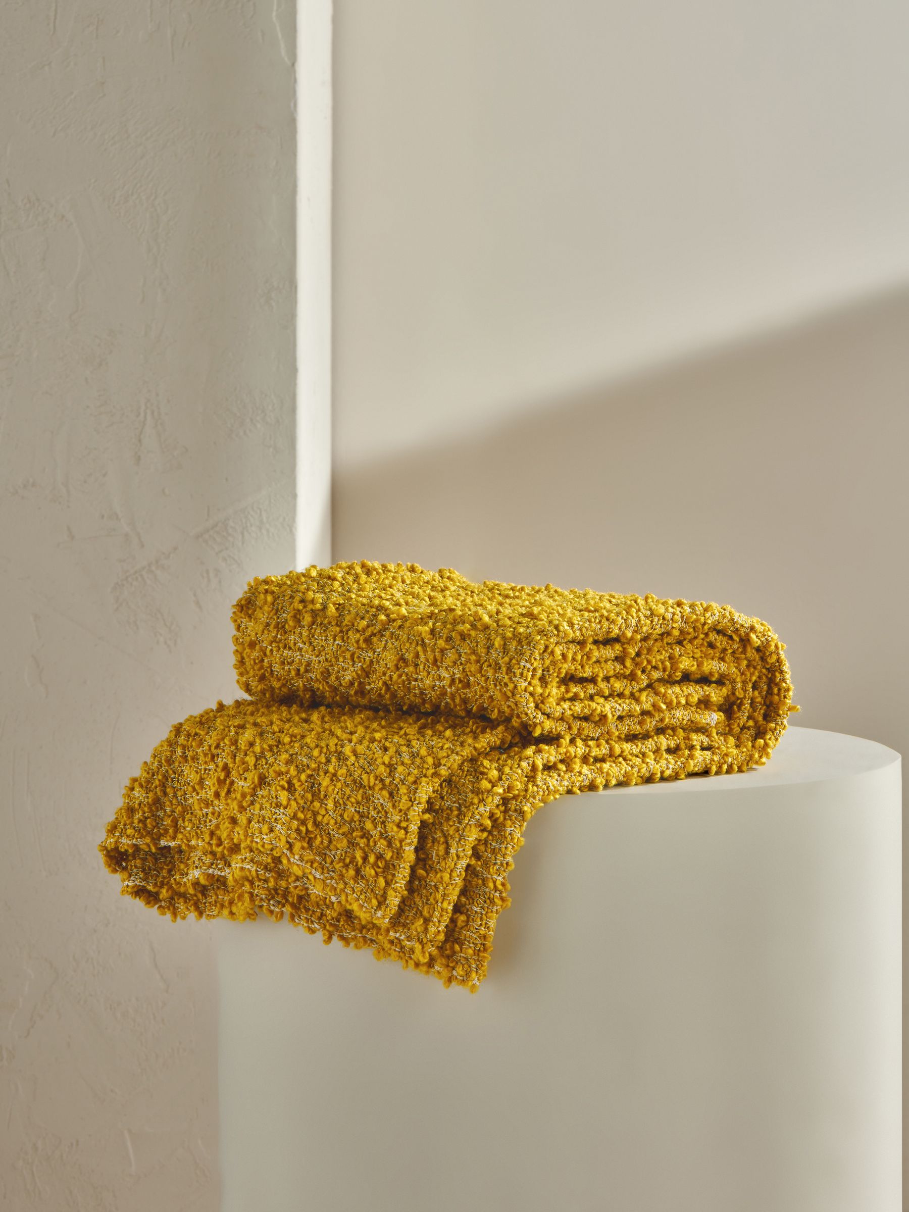 Agda Boucle Textured Throw in Ochre - Image 3 of 5