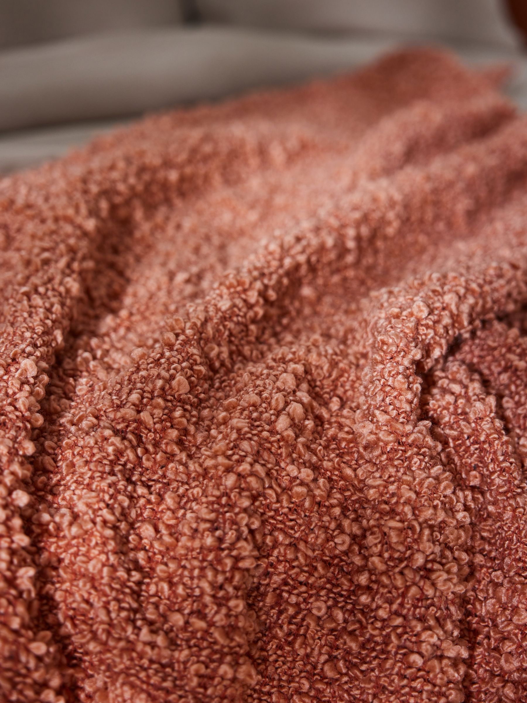 Agda Boucle Textured Throw in Peach Pink - Image 4 of 5