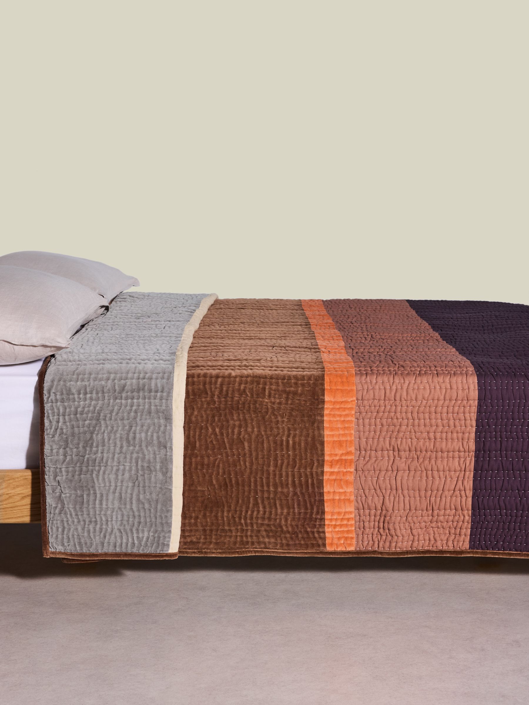 Valli Cotton Velvet Patchwork Bedspread in Multi - Image 3 of 6