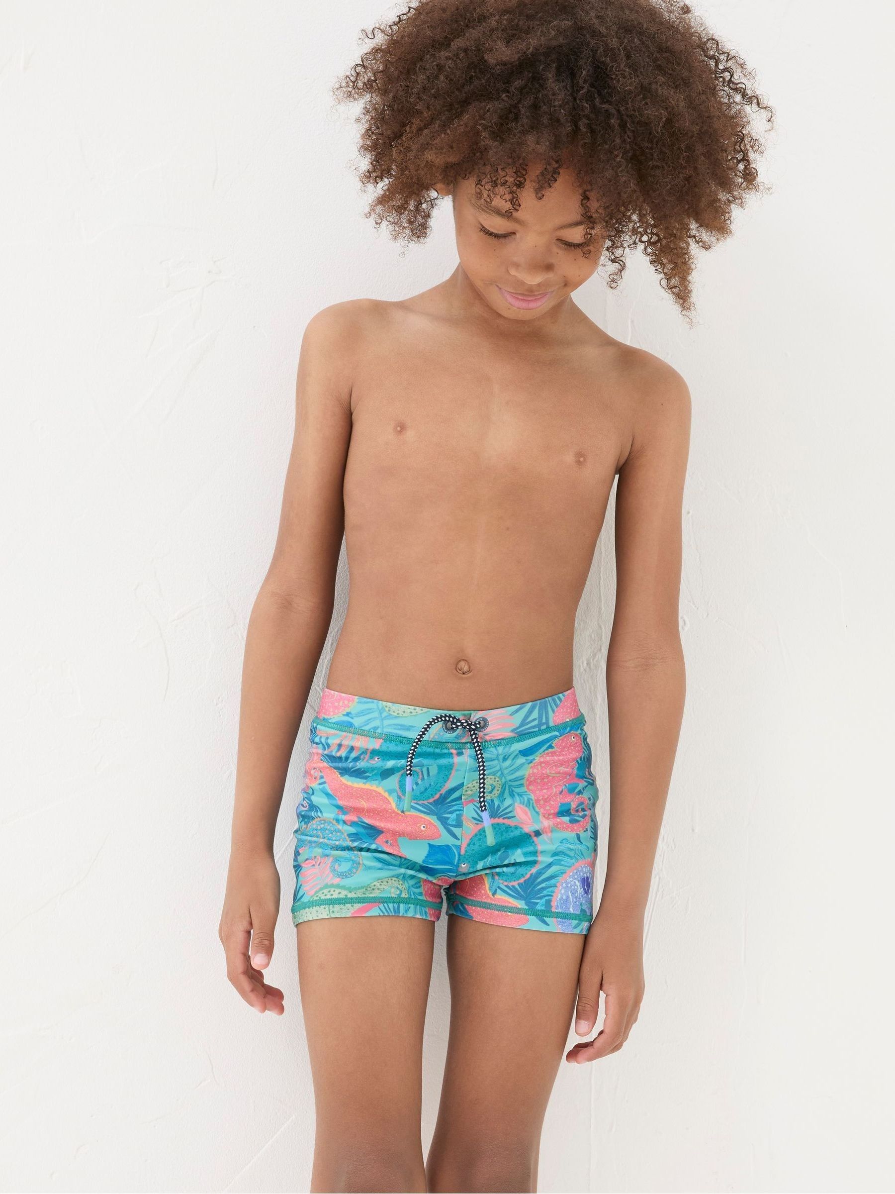 Blue Chameleon Print Shorts - Image 1 of 3 Blue Chameleon Print Shorts - Image 1 of 3