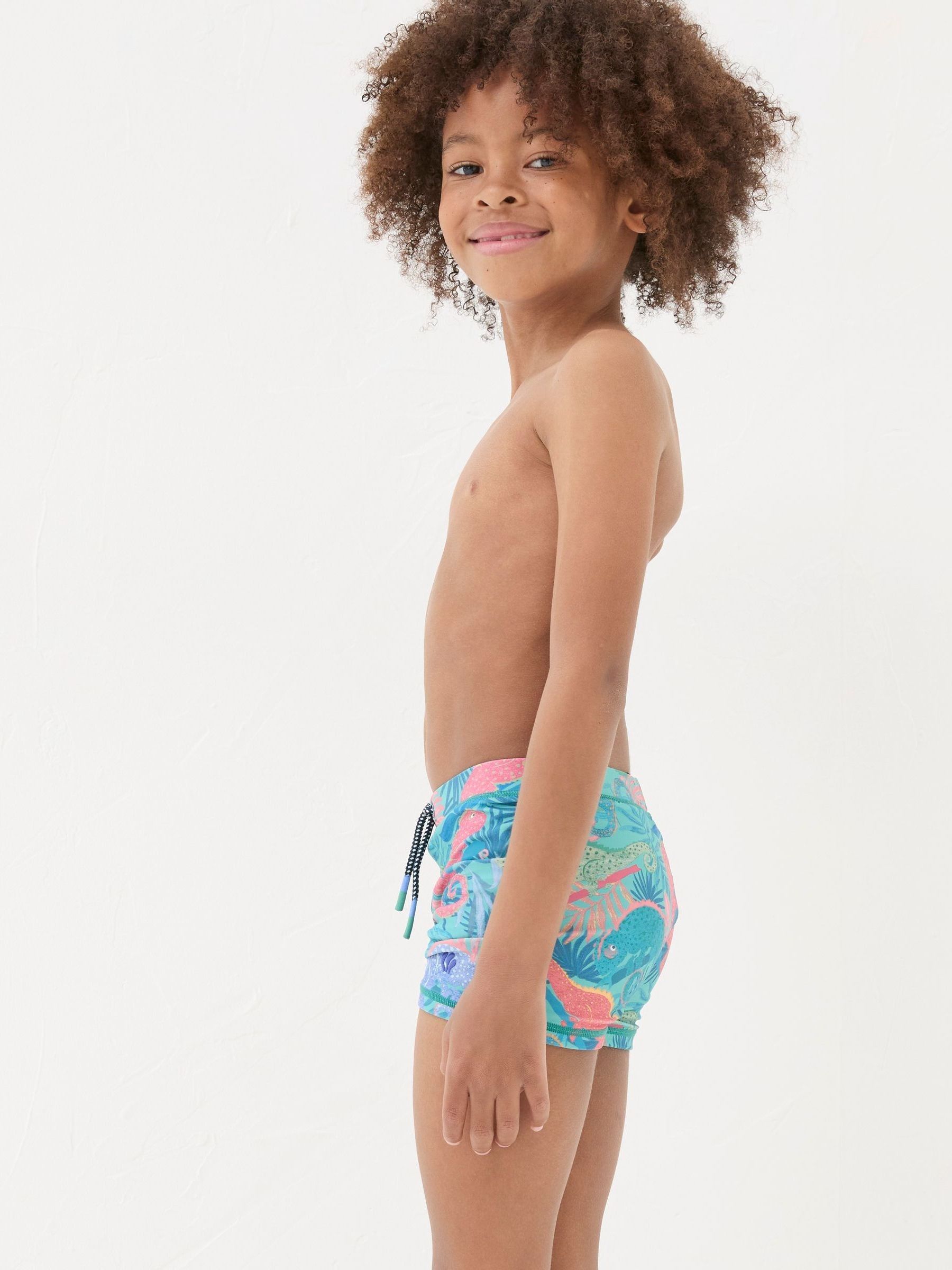 Blue Chameleon Print Shorts - Image 2 of 3 Blue Chameleon Print Shorts - Image 2 of 3