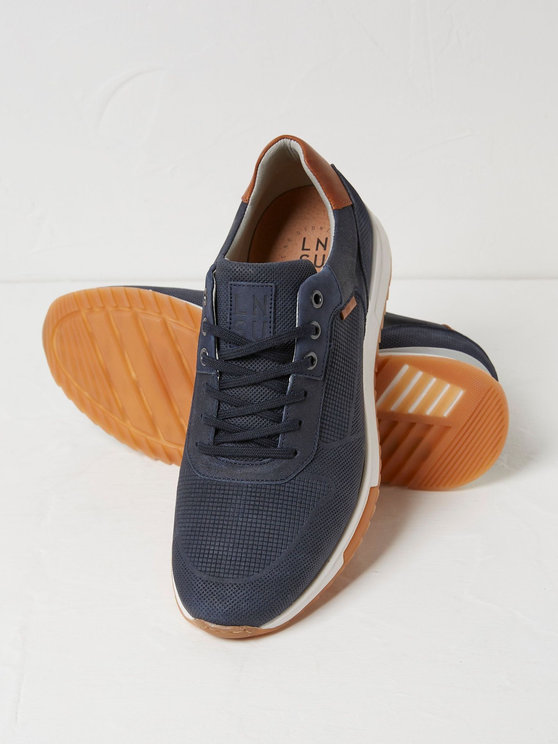 Wells Blue Leather Runner Trainers - Image 2 of 3