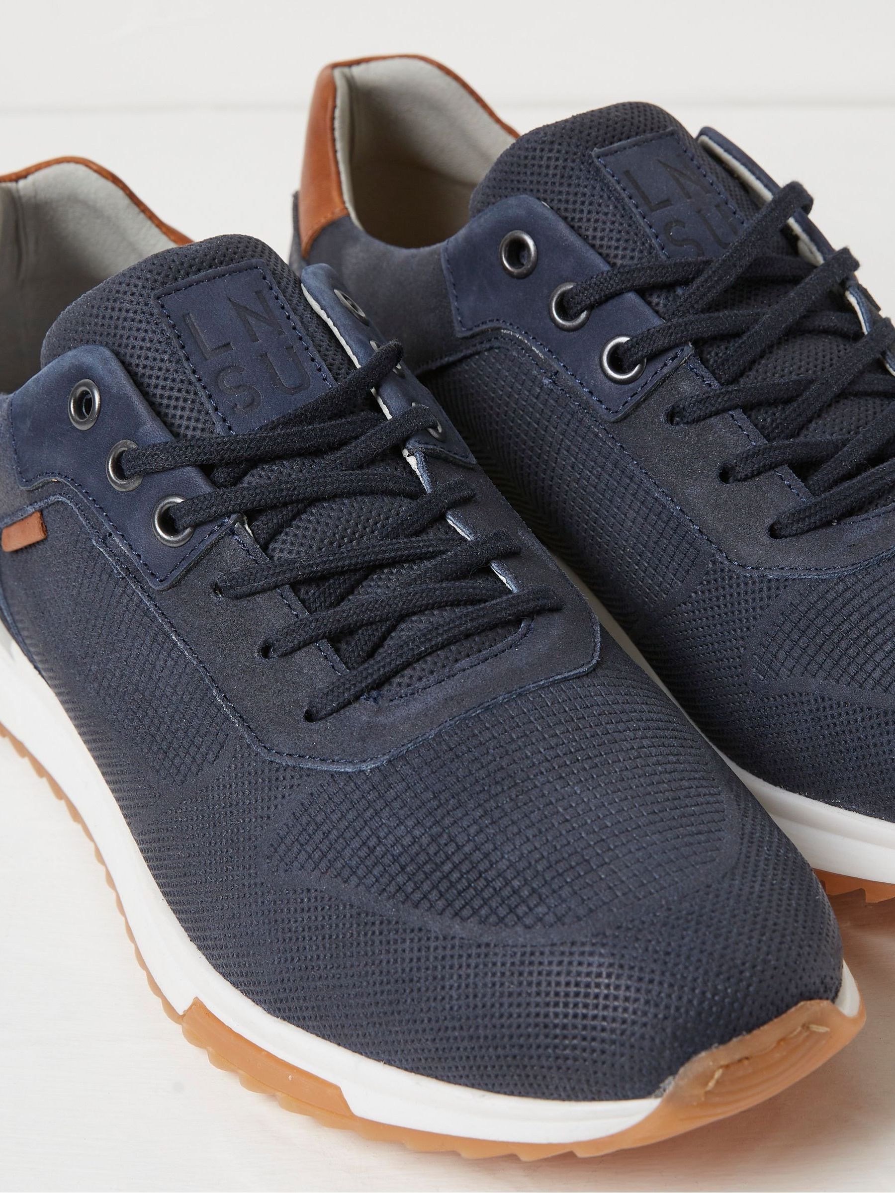 Wells Blue Leather Runner Trainers - Image 3 of 3