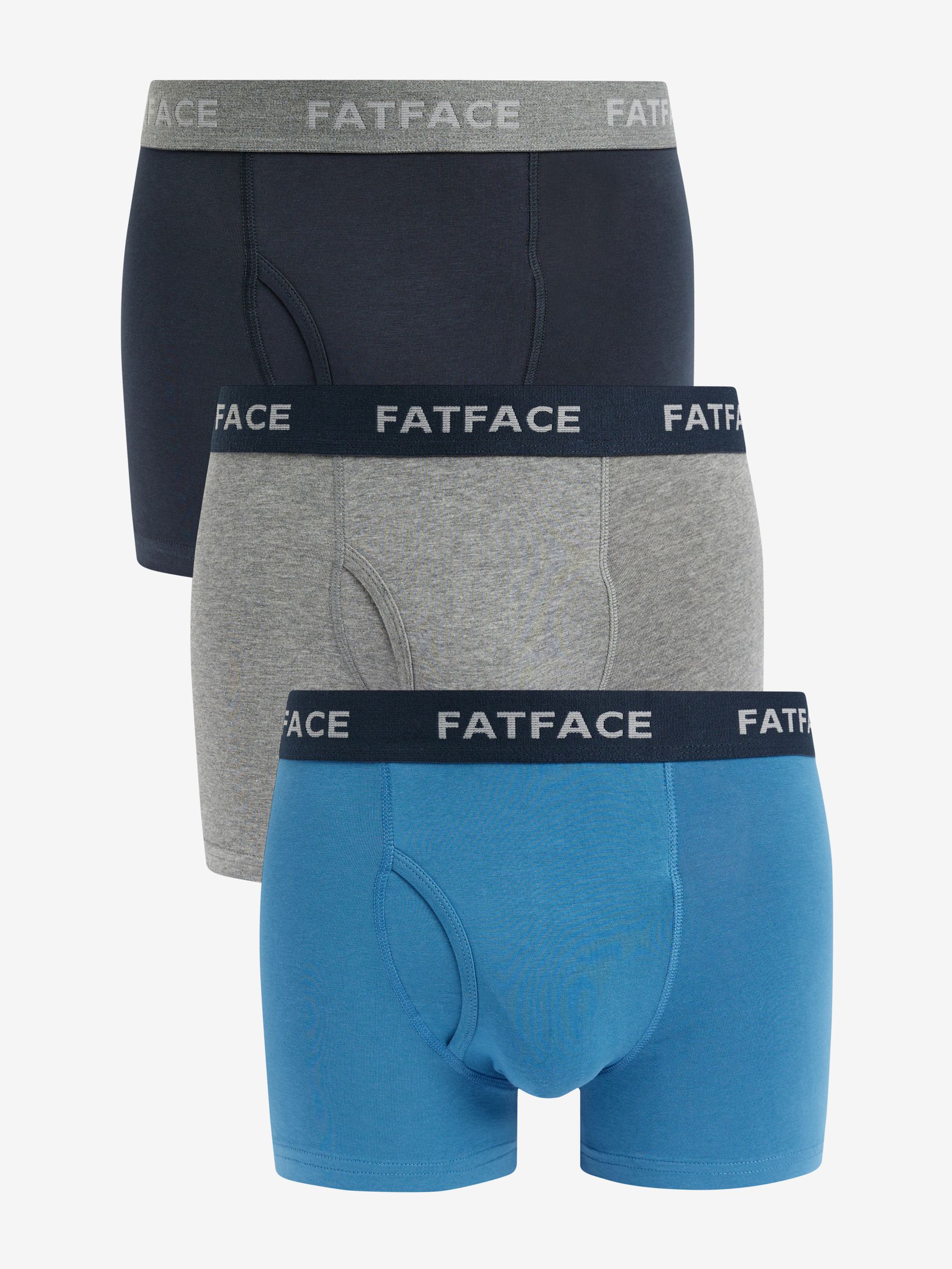 Blue/Grey Classic Cotton Boxer 3 Pack - Image 1 of 6