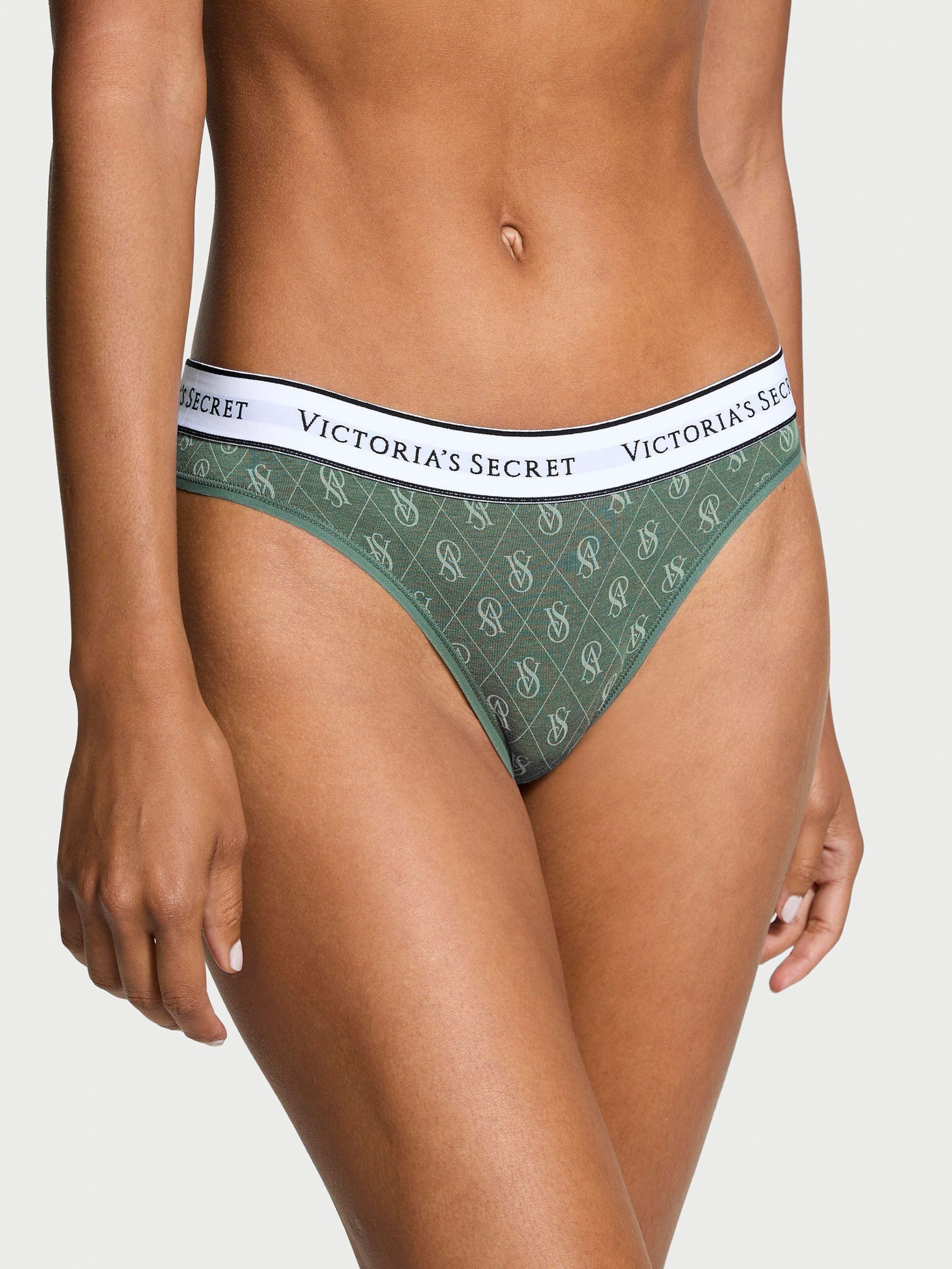 Faded Sage Green Shine Thong Knickers - Image 1 of 1