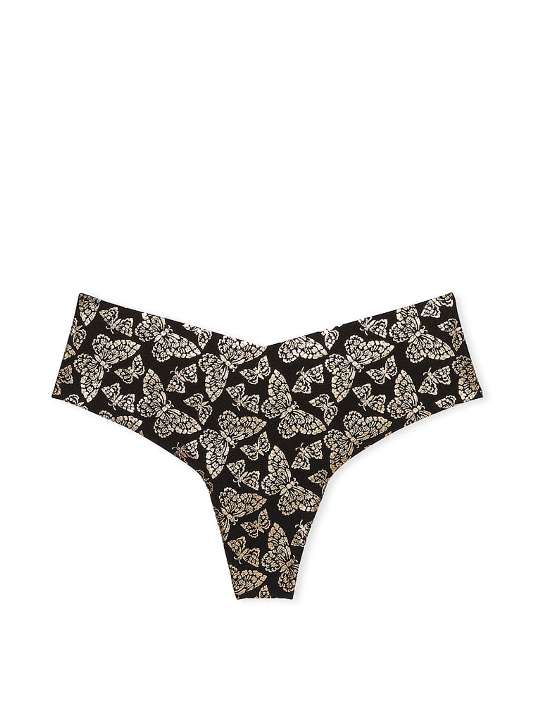 Black Butterfly Shine Thong No Show Knickers - Image 3 of 3