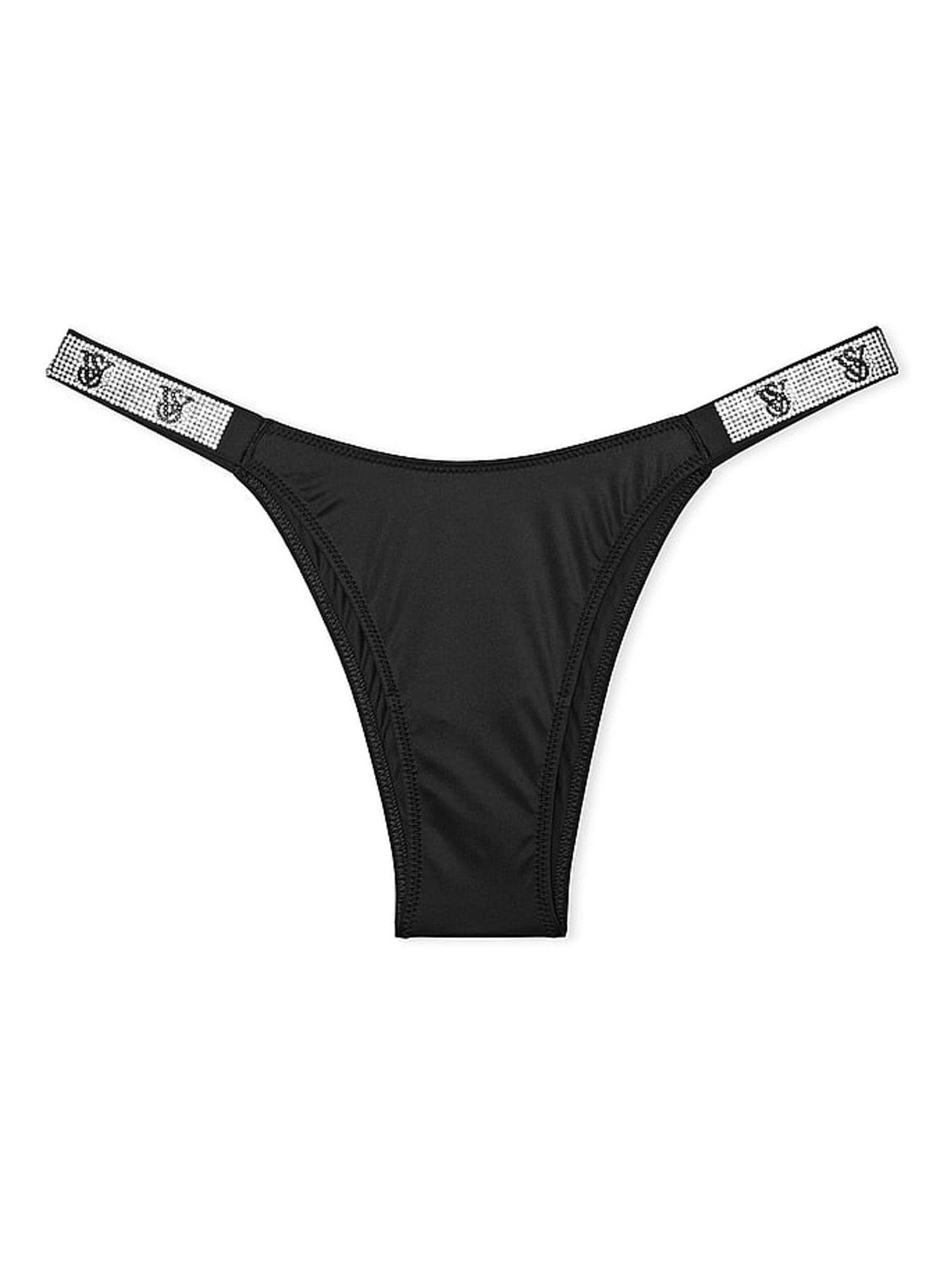 Black Monogram Brazilian Shine Strap Knickers - Image 3 of 3