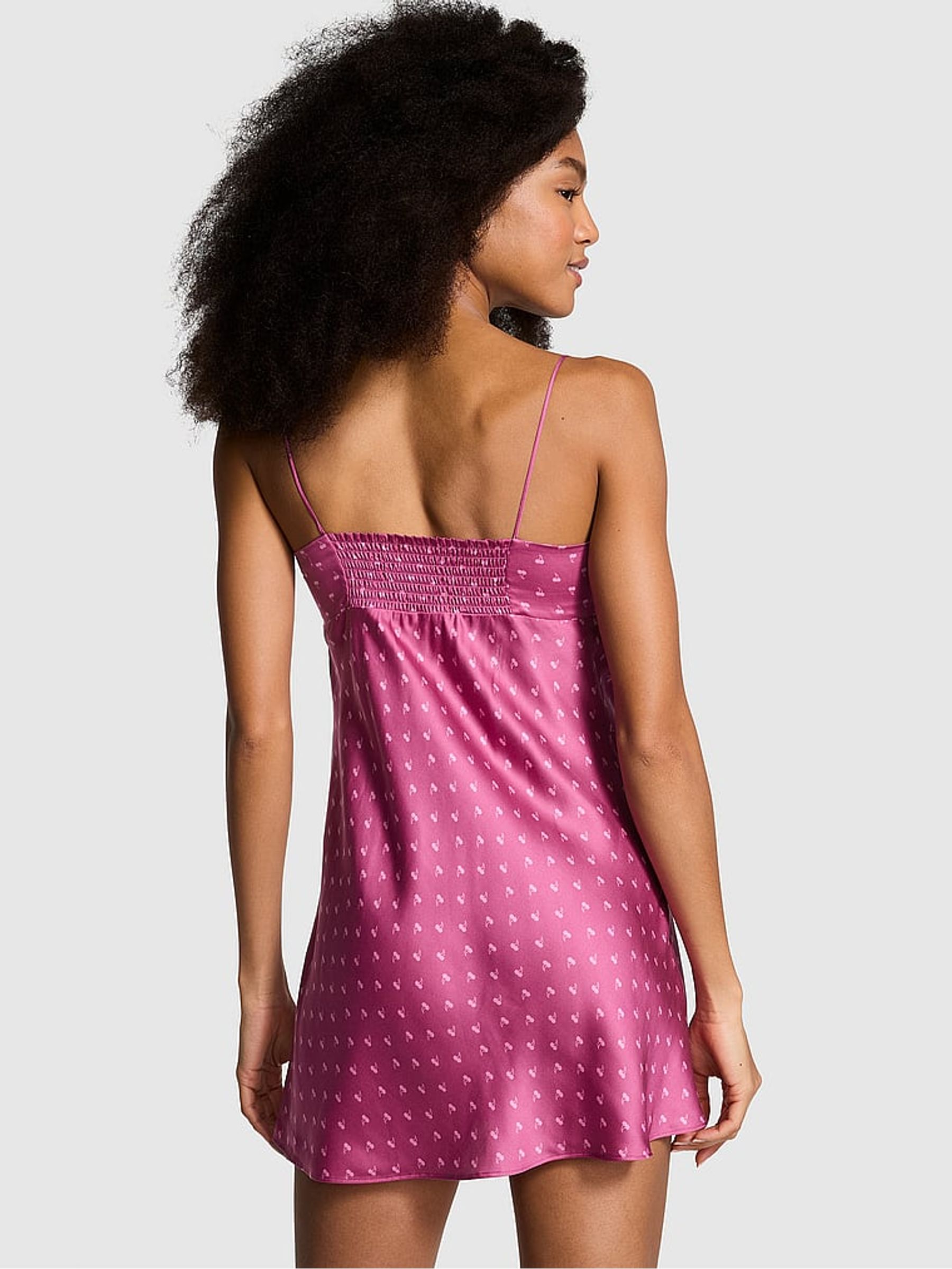 Midnight Mauve Pink Cherries Slip Dress - Image 2 of 3