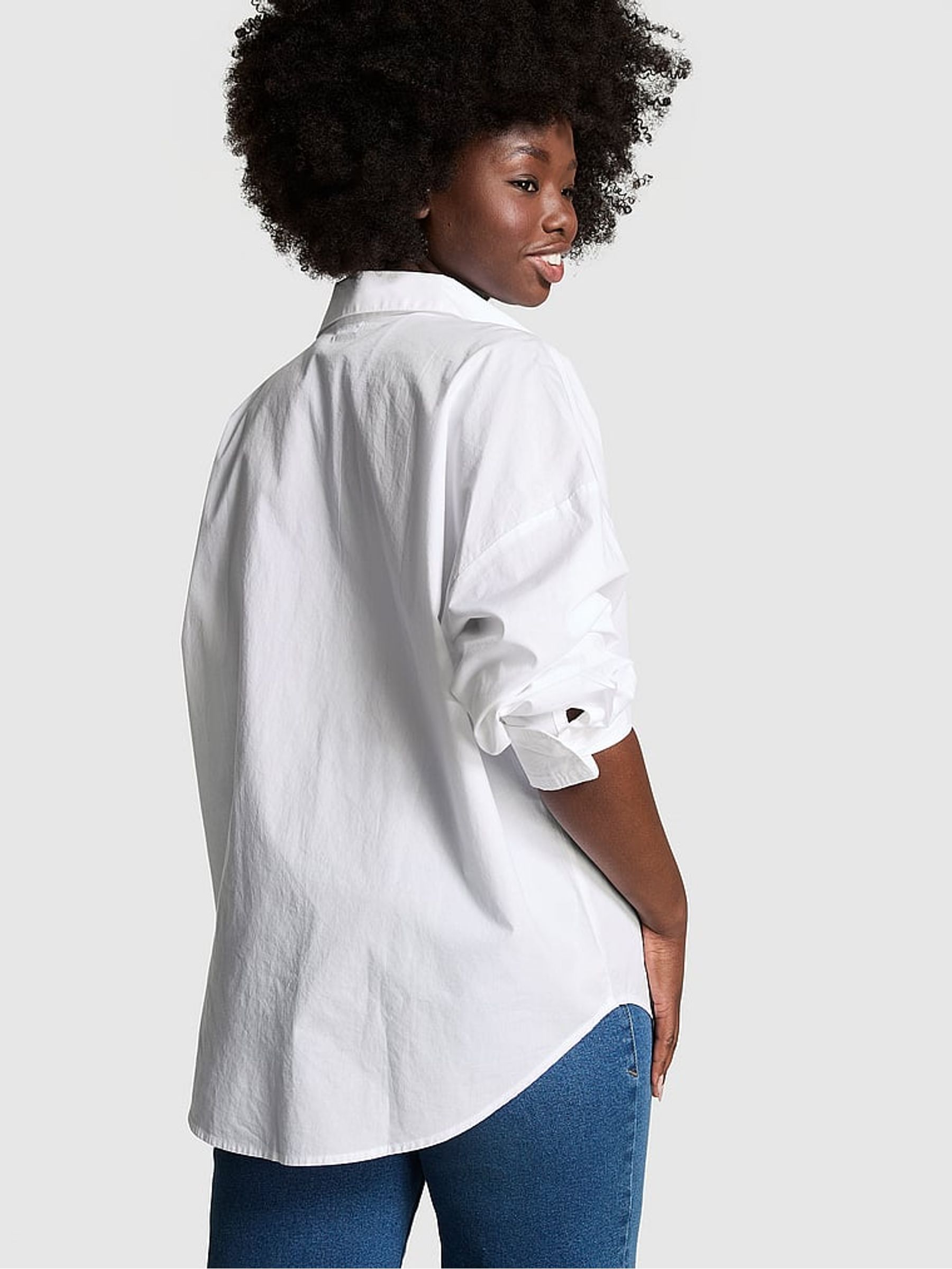 Optic White Cotton Oversized Shirt - Image 2 of 3