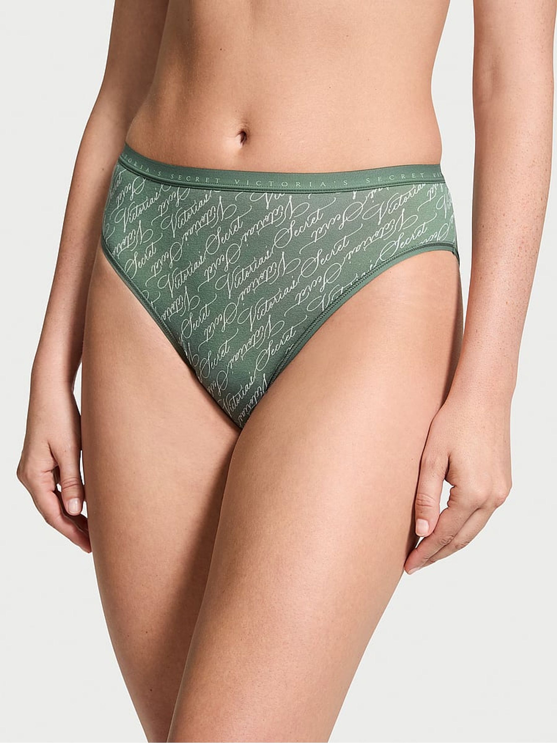 Faded Sage Green Script Brief Knickers - Image 1 of 3