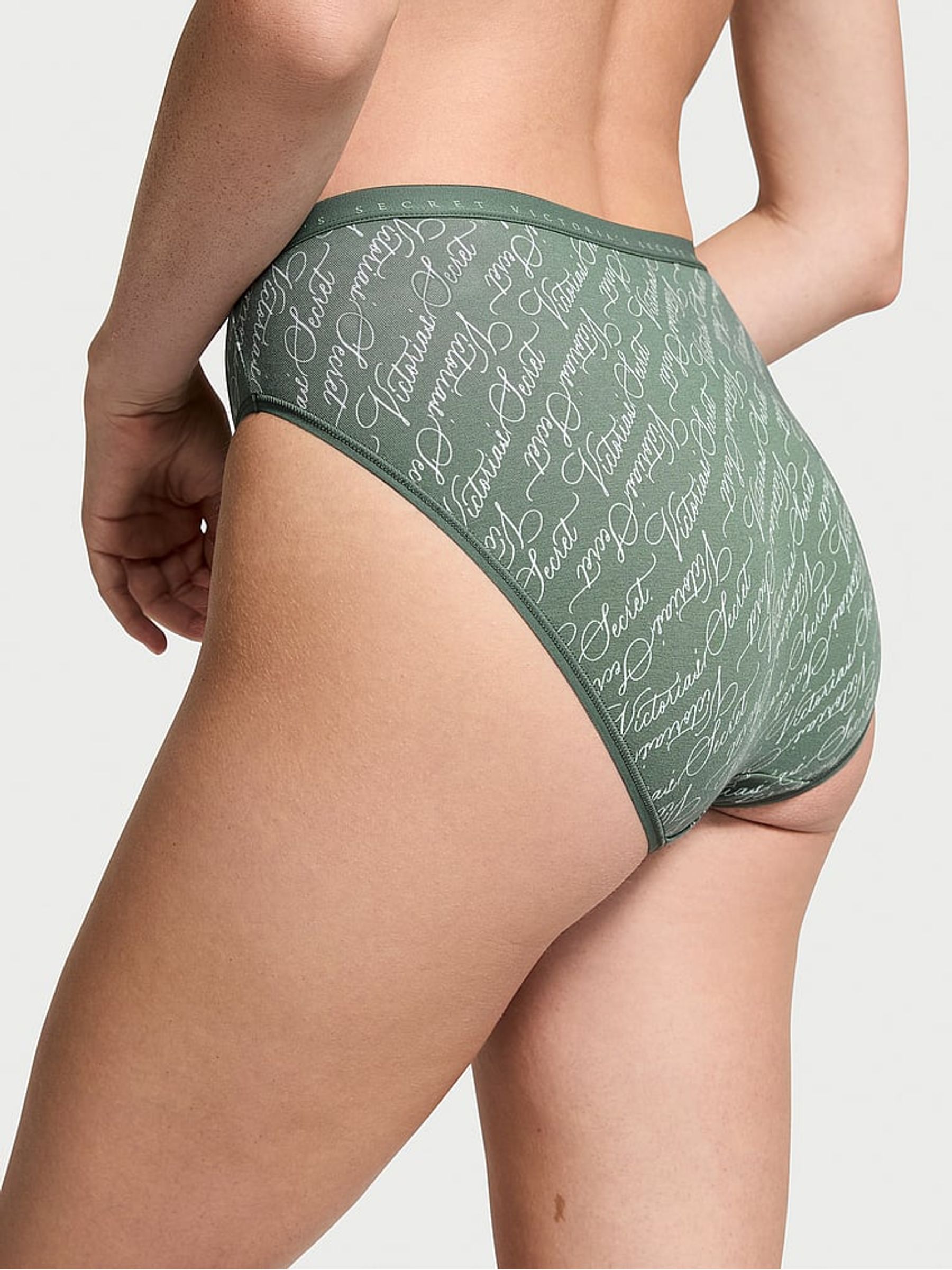 Faded Sage Green Script Brief Knickers - Image 2 of 3
