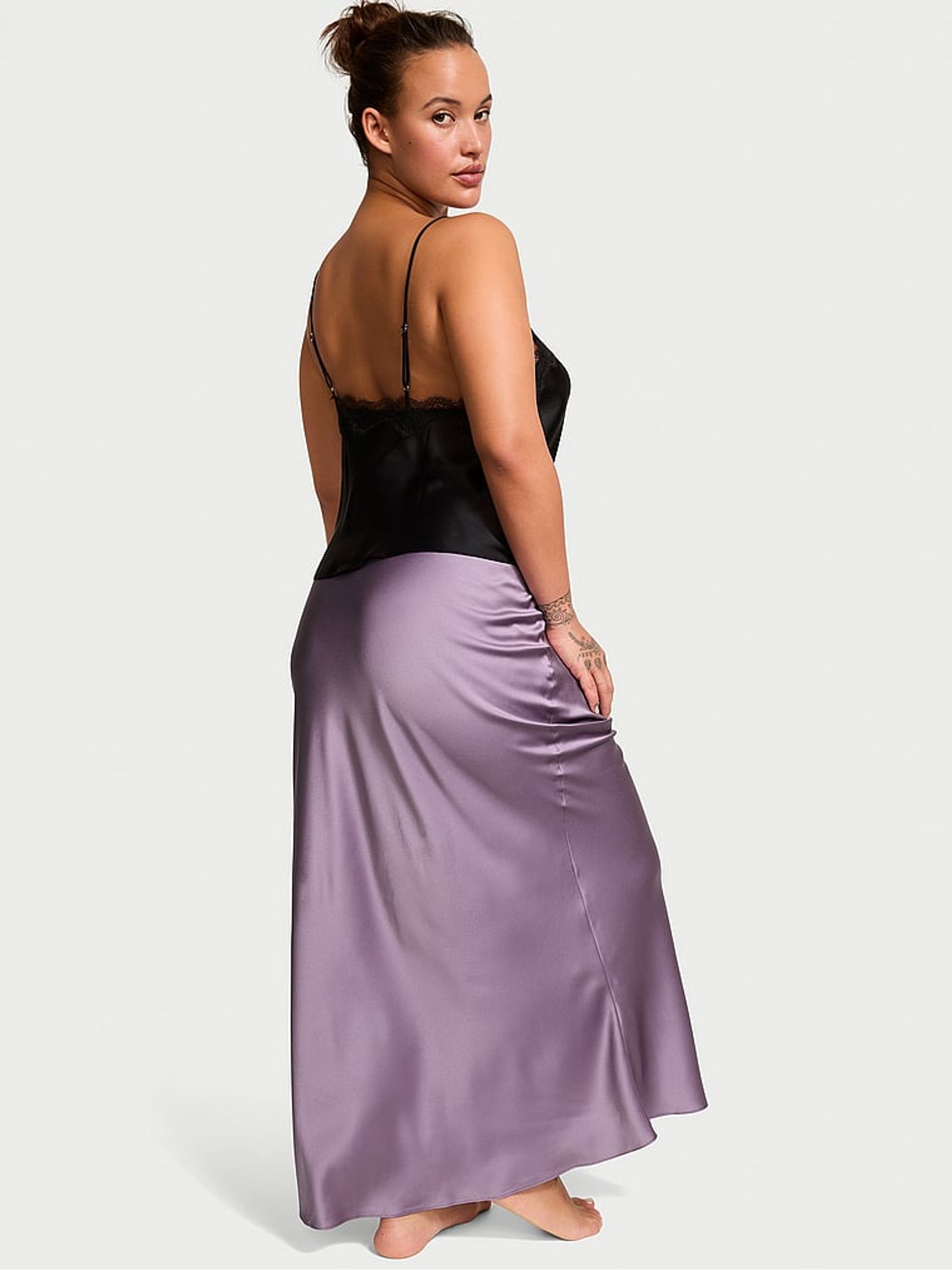 Frozen Plum Purple Satin Maxi Skirt - Image 2 of 2
