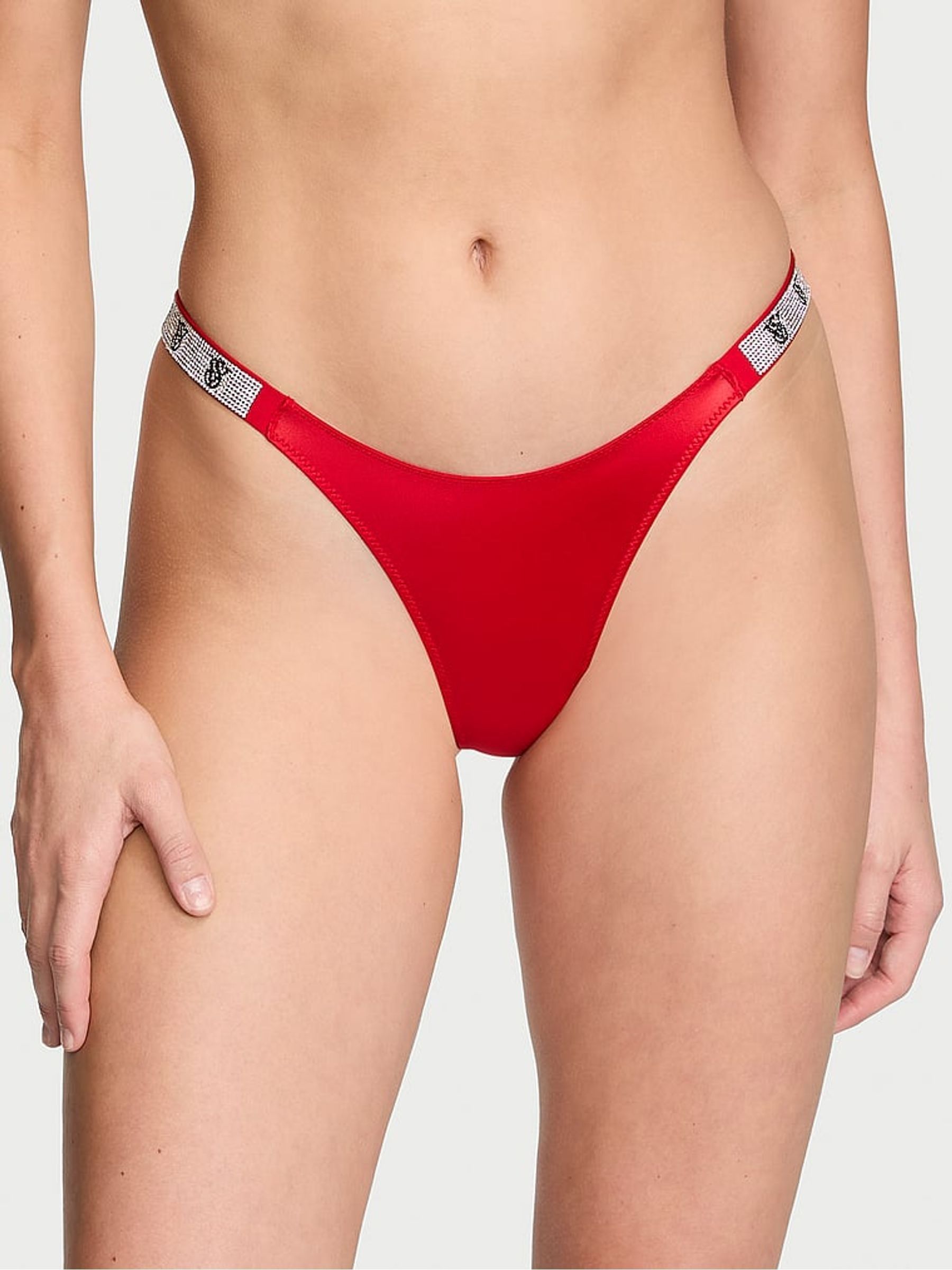 Lipstick Red Brazilian Shine Strap Knickers - Image 1 of 3