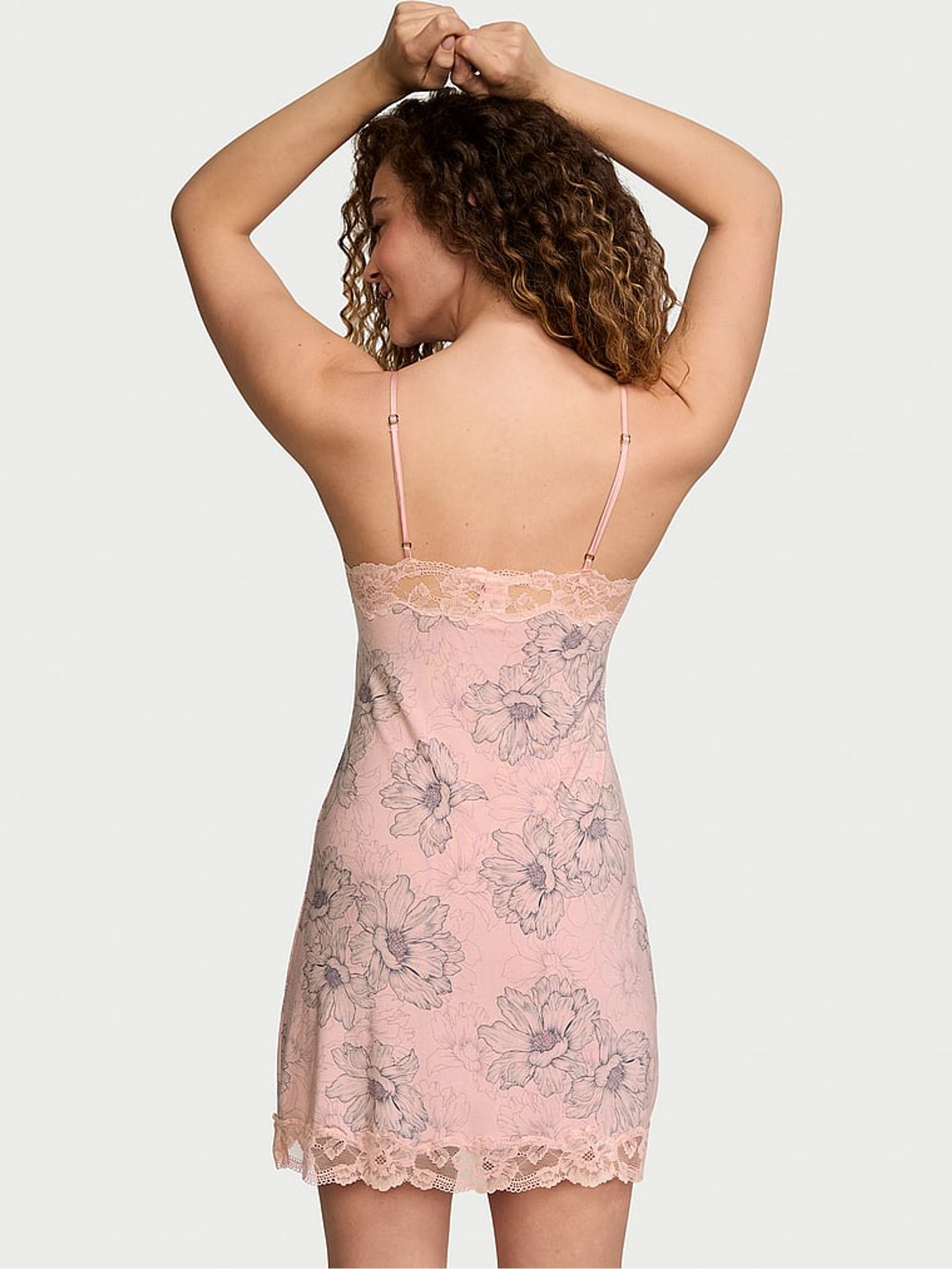 Pink Lily Floral Modal Straight Neck Slip Dress - Image 2 of 3