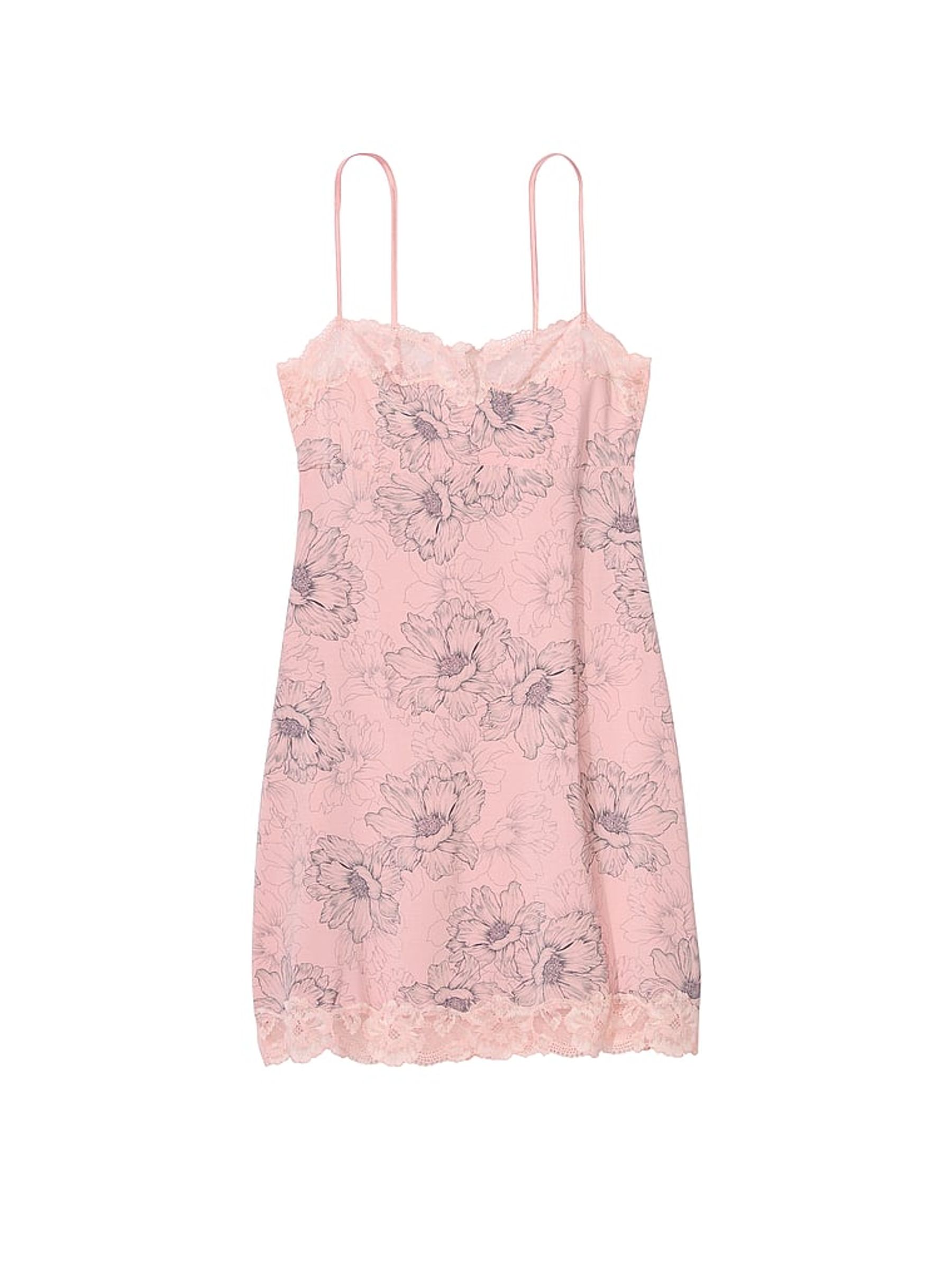 Pink Lily Floral Modal Straight Neck Slip Dress - Image 3 of 3