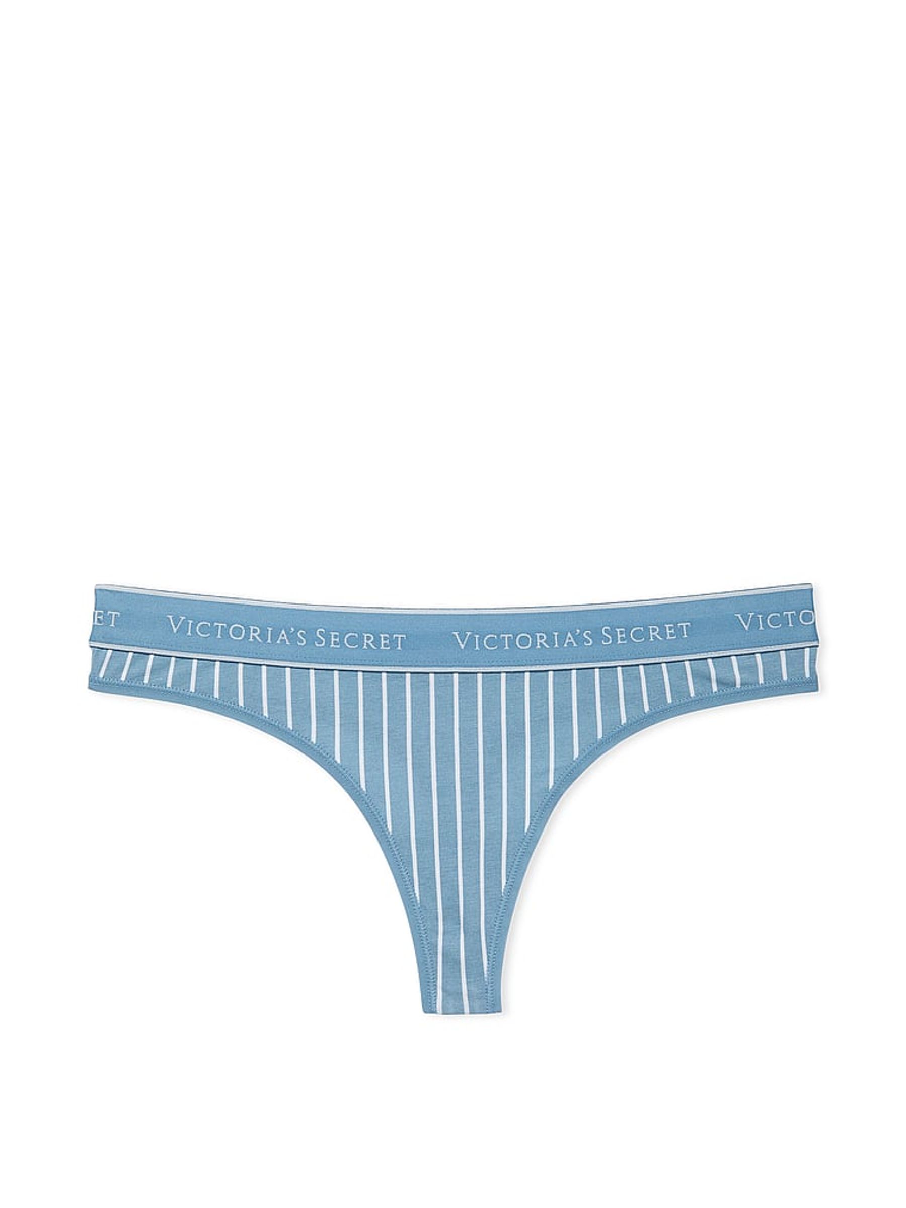 Faded Denim Blue Stripe Thong Knickers - Image 3 of 3