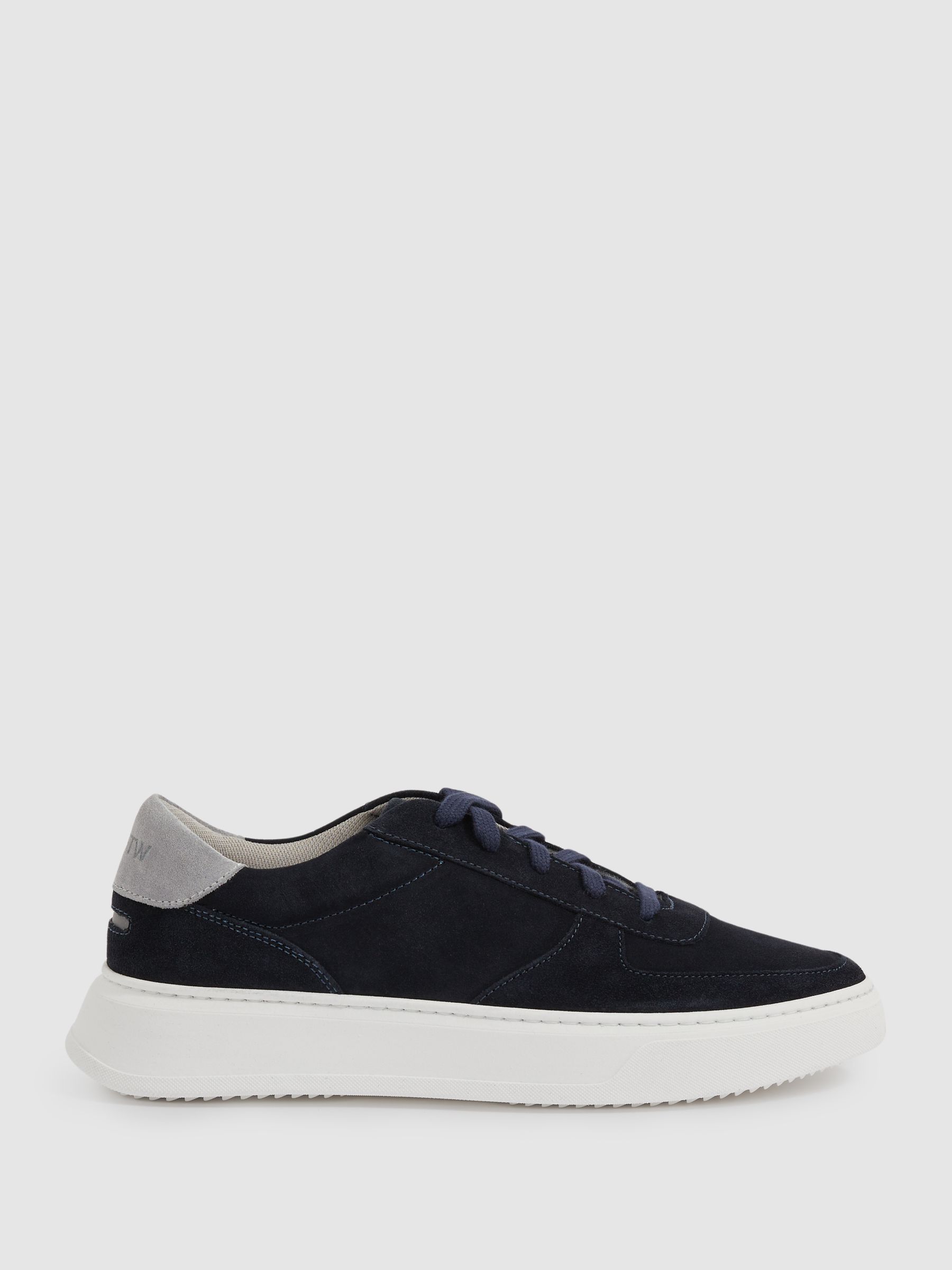 Unseen Footwear Suede Marais Trainers in Navy/Grey - Image 1 of 4
