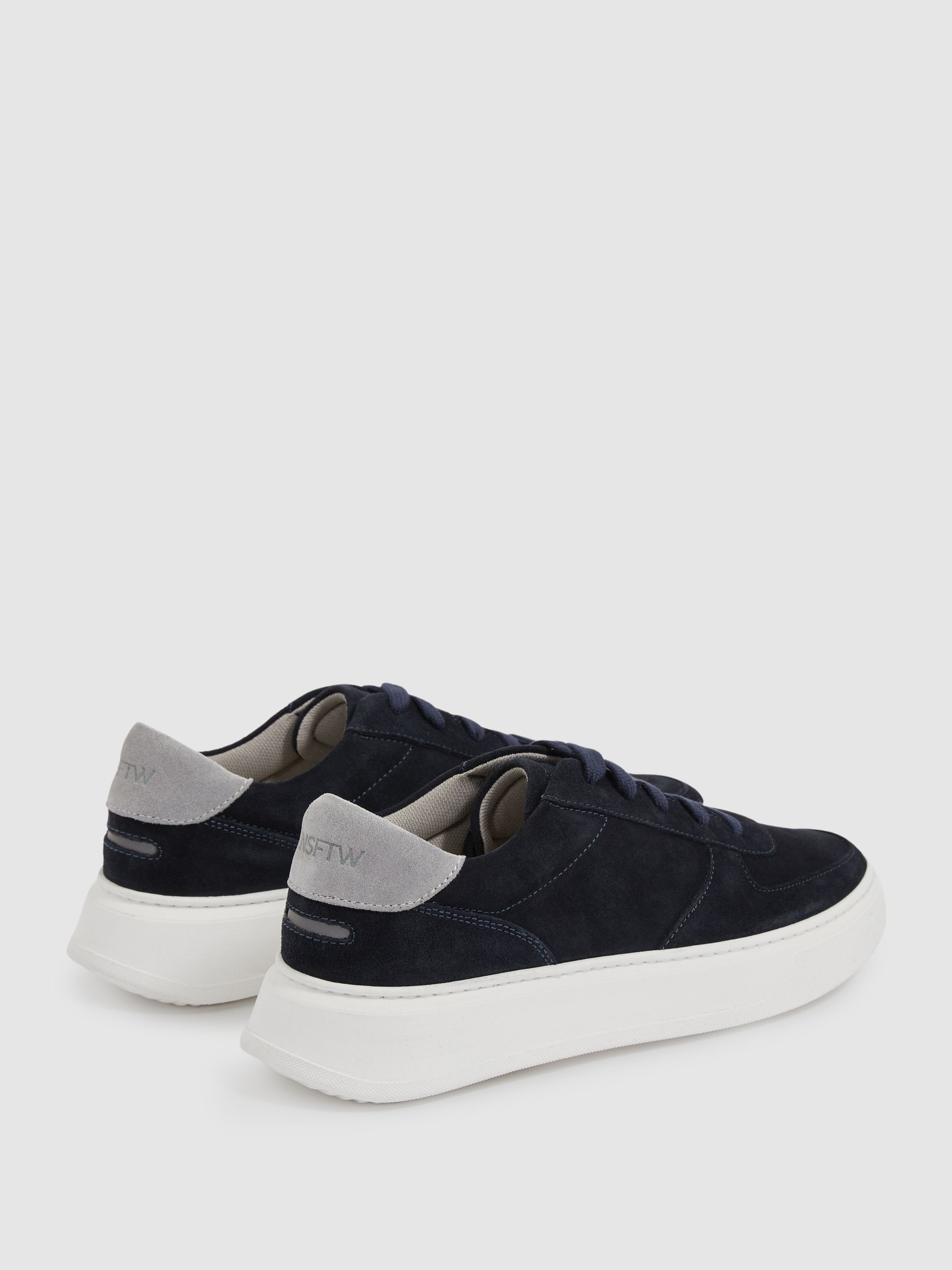 Unseen Footwear Suede Marais Trainers in Navy/Grey - Image 3 of 4