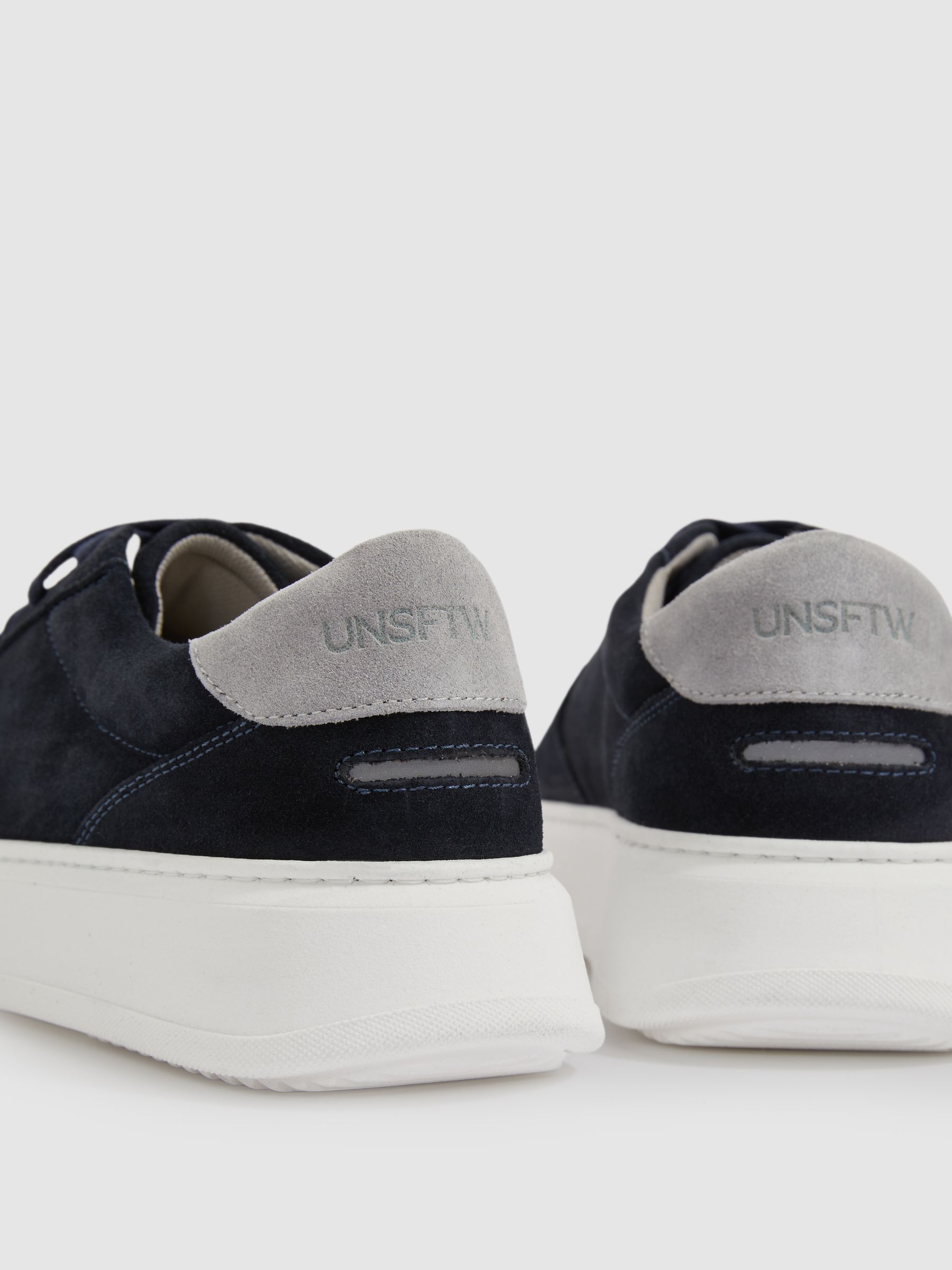 Unseen Footwear Suede Marais Trainers in Navy/Grey - Image 4 of 4