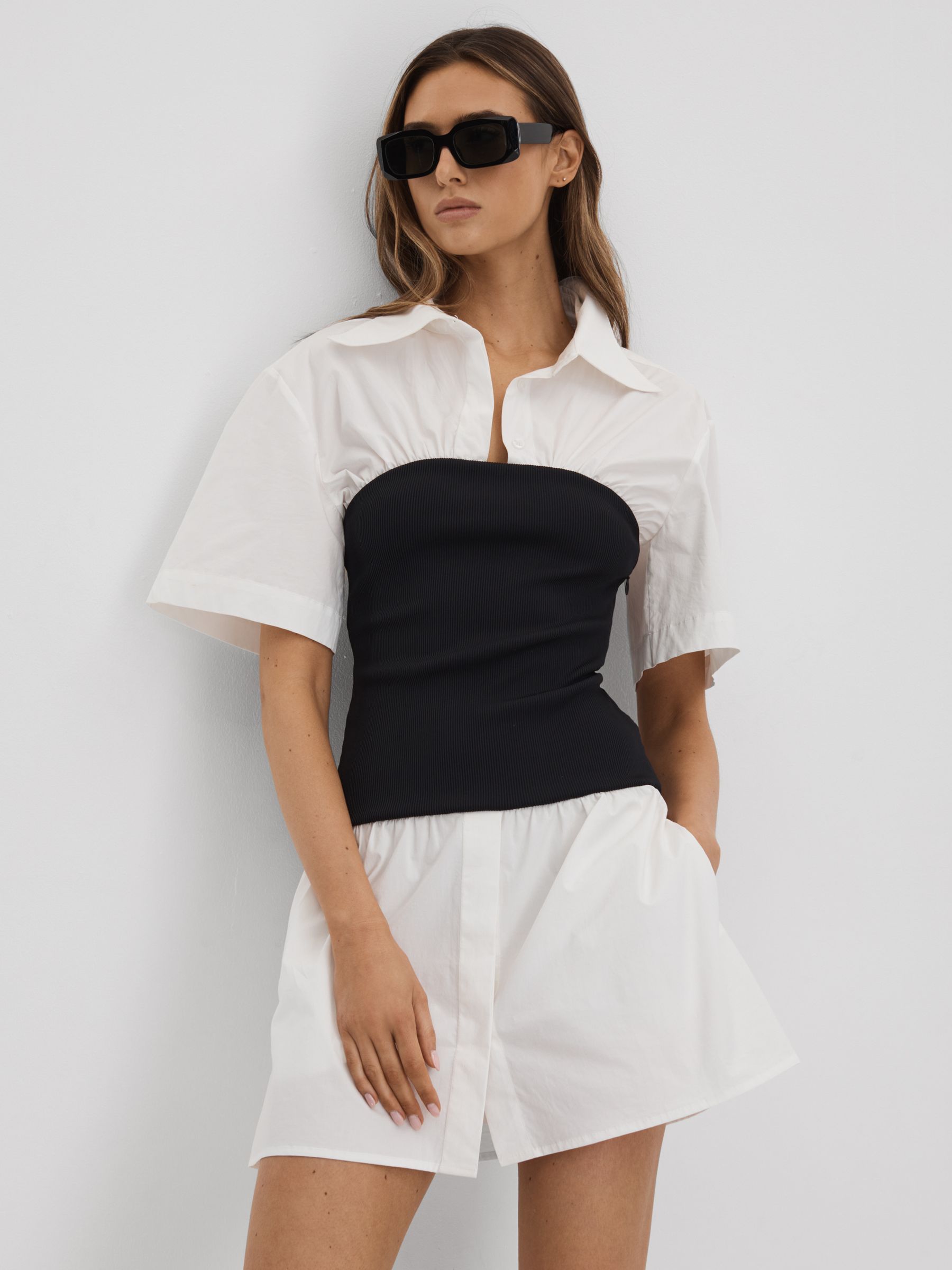 Anna Quan Hybrid Shirt Mini Dress in White - Image 1 of 6